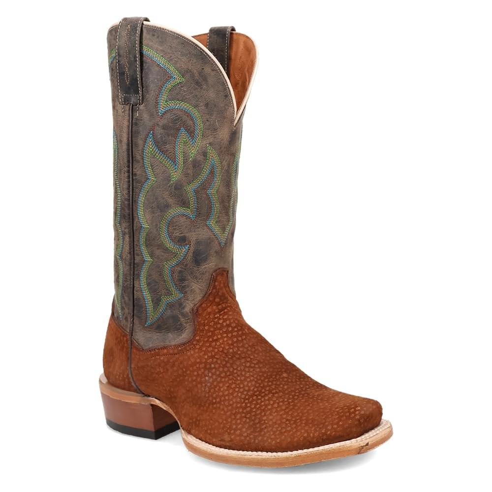 Dan Post Boots Men's Cappy Carpincho Embroidered Square Toe Boots, Brown