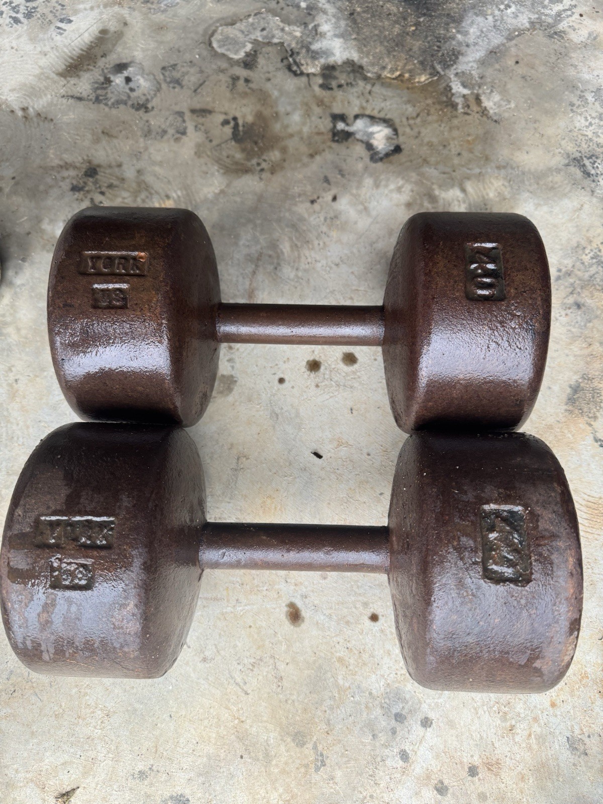 York Vintage 40lb Solid Head Round Dumbbells