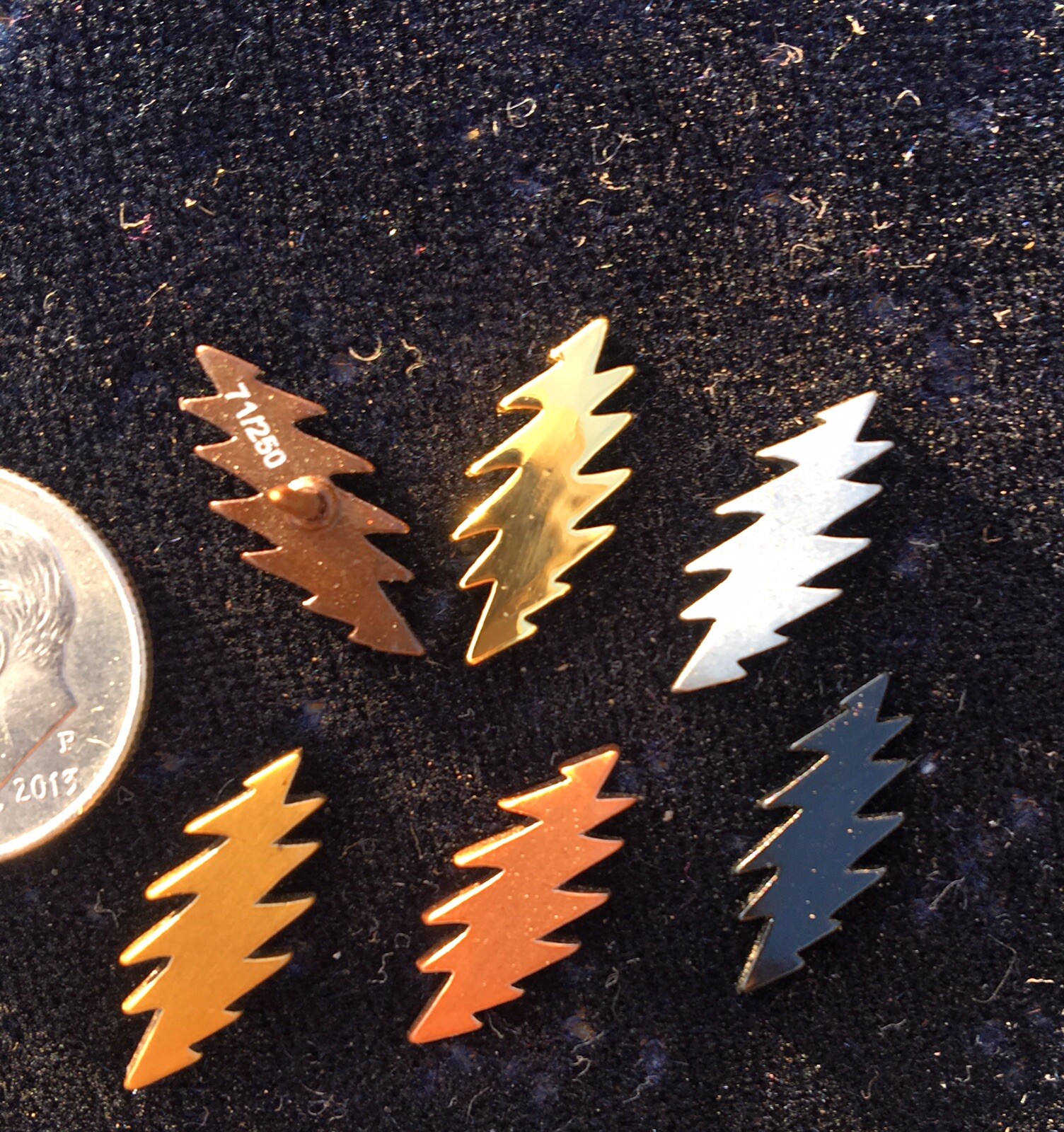 Five 5 Grateful Dead Bolt Hat Pins Set Numbered Limited Edition 13 Point