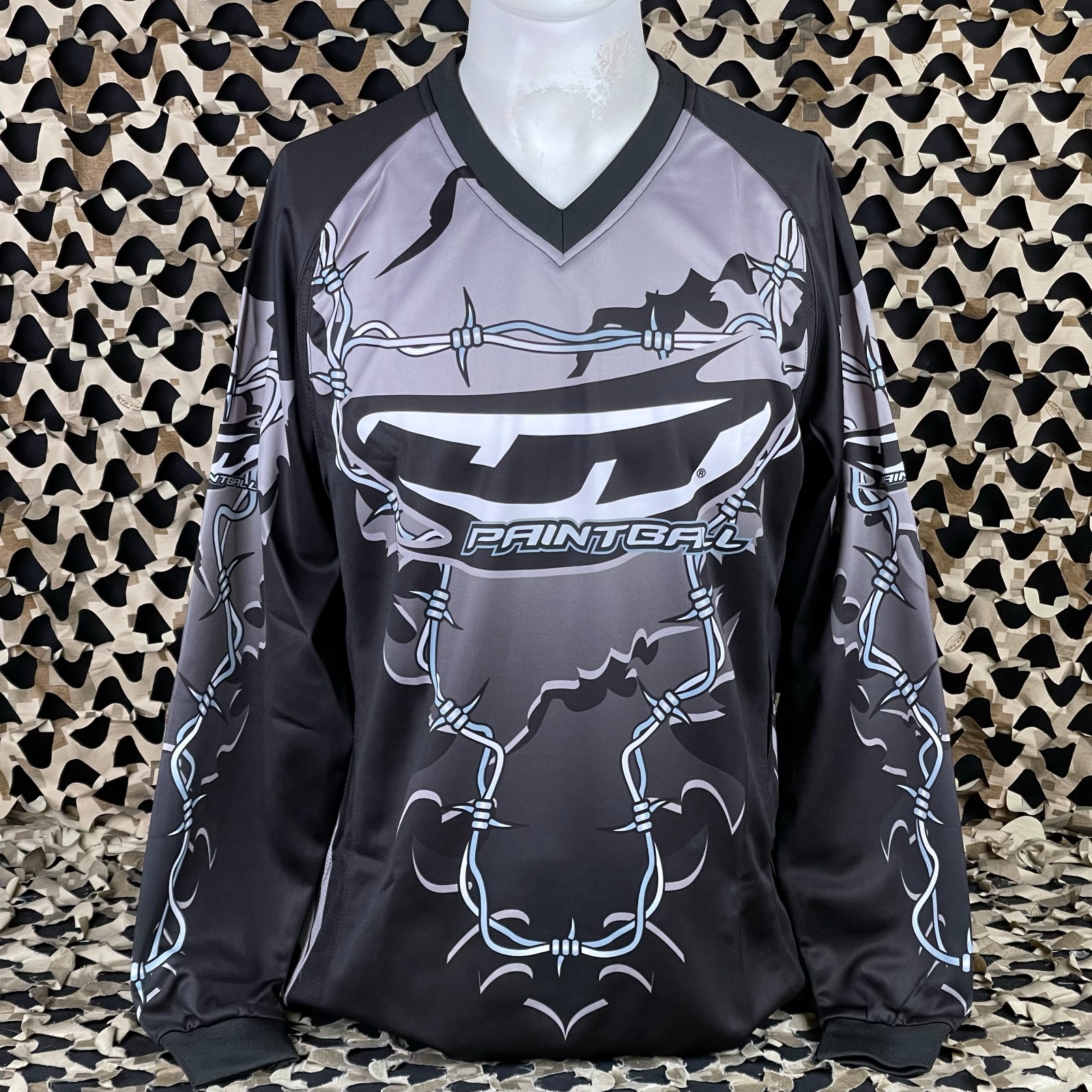 NEW JT Barbed Wire Paintball Jersey - Gray - Large