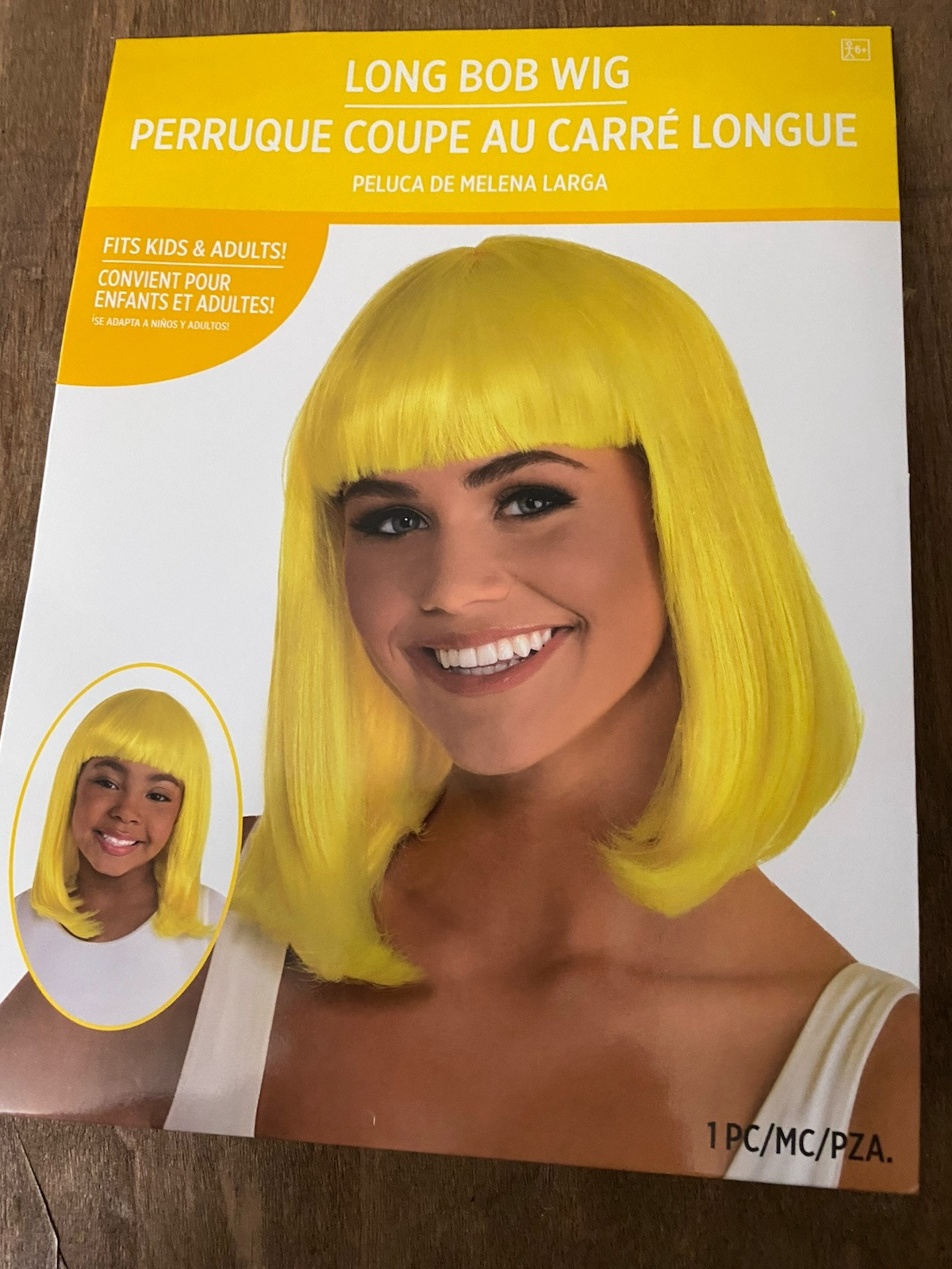 Yellow Long Bob Wig Fancy Dress Halloween Adult Kids Costume Accessory Amscan