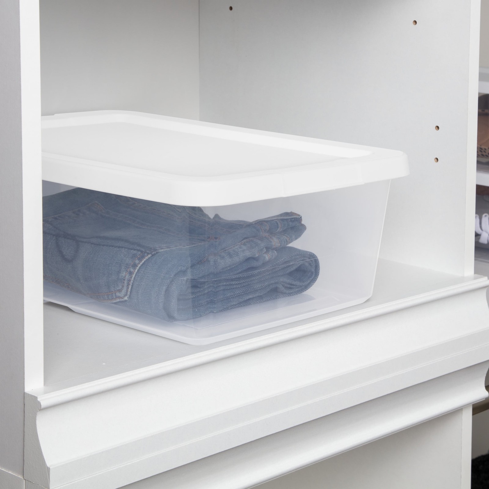 3-Pack 12 Quart Clear Storage Bins, Snap-On Lid, White