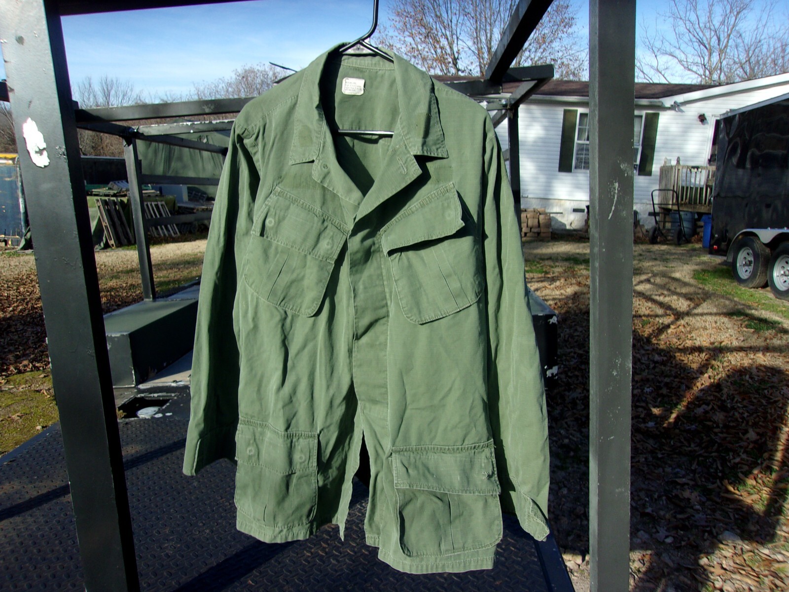 MILITARY SURPLUS OG 107 UNIFORM SHIRT TOP SMOCK VIETNAM ERA MEDIUM  LONG ARMY