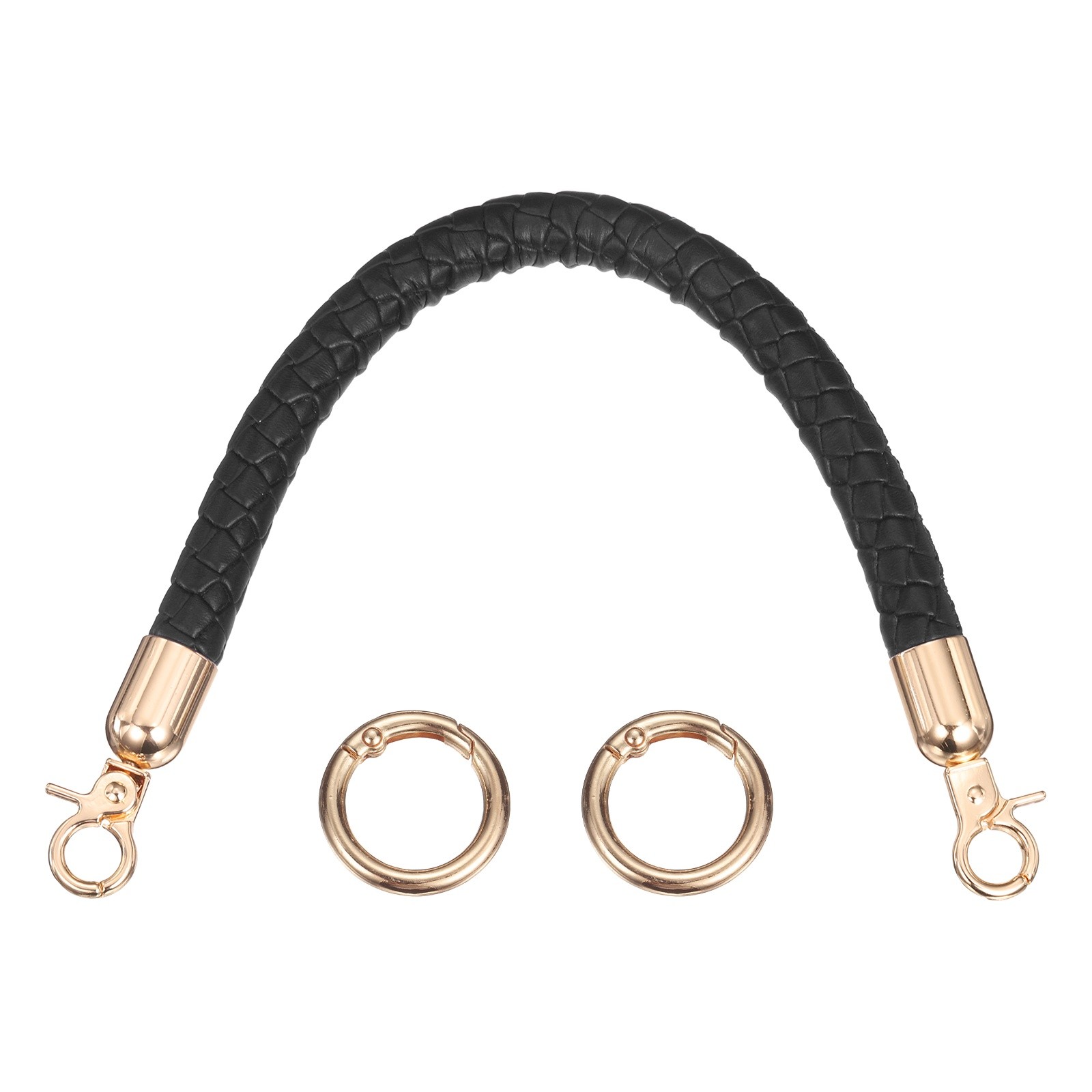 Braided Purse Straps, 11.8 Inch Handbag Strap with Spring Buckle, Black