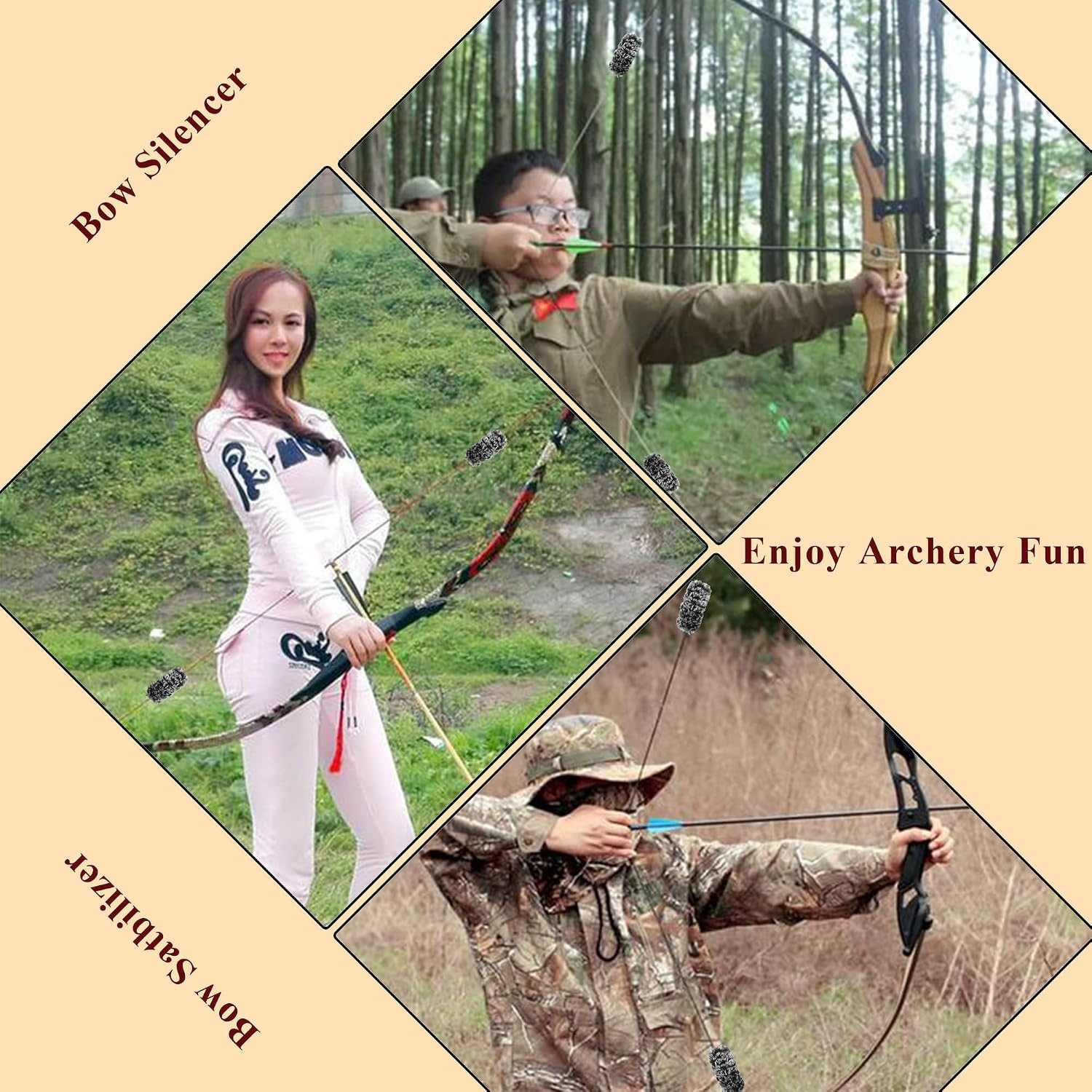 Bow String Silencers,Traditional Archery Bow String Dampeners to Reduce Vibratio