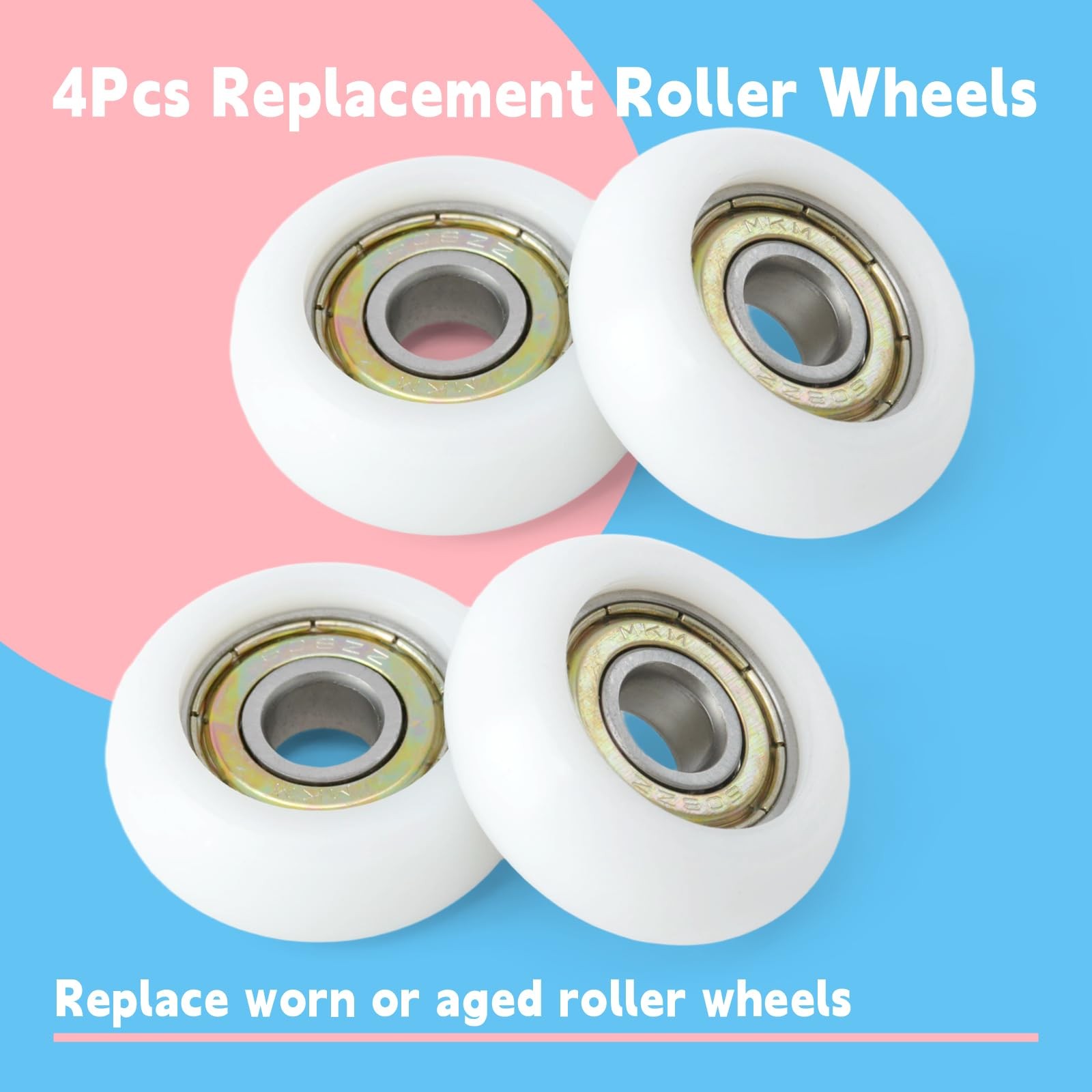 4 PCS Replacement Roller Wheels Compatible Aero Pilates Reformer 8mm White