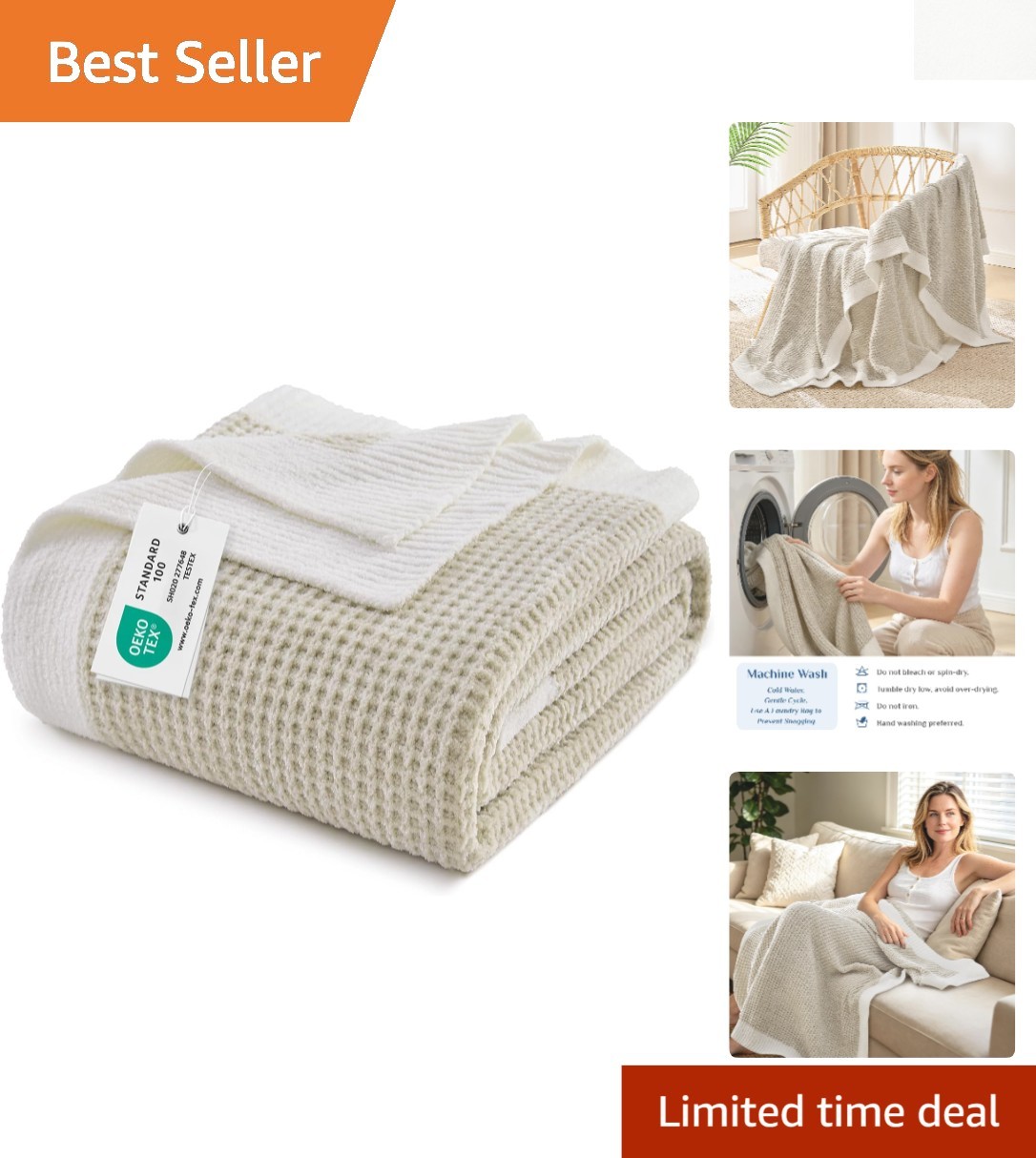 Elegant Chenille Knit Throw Blanket 50x60 - Lightweight & Breathable Comfort