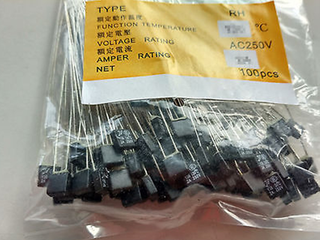 New 100pcs New RH 130℃ 266℉ Thermal Fuse 2A 250V