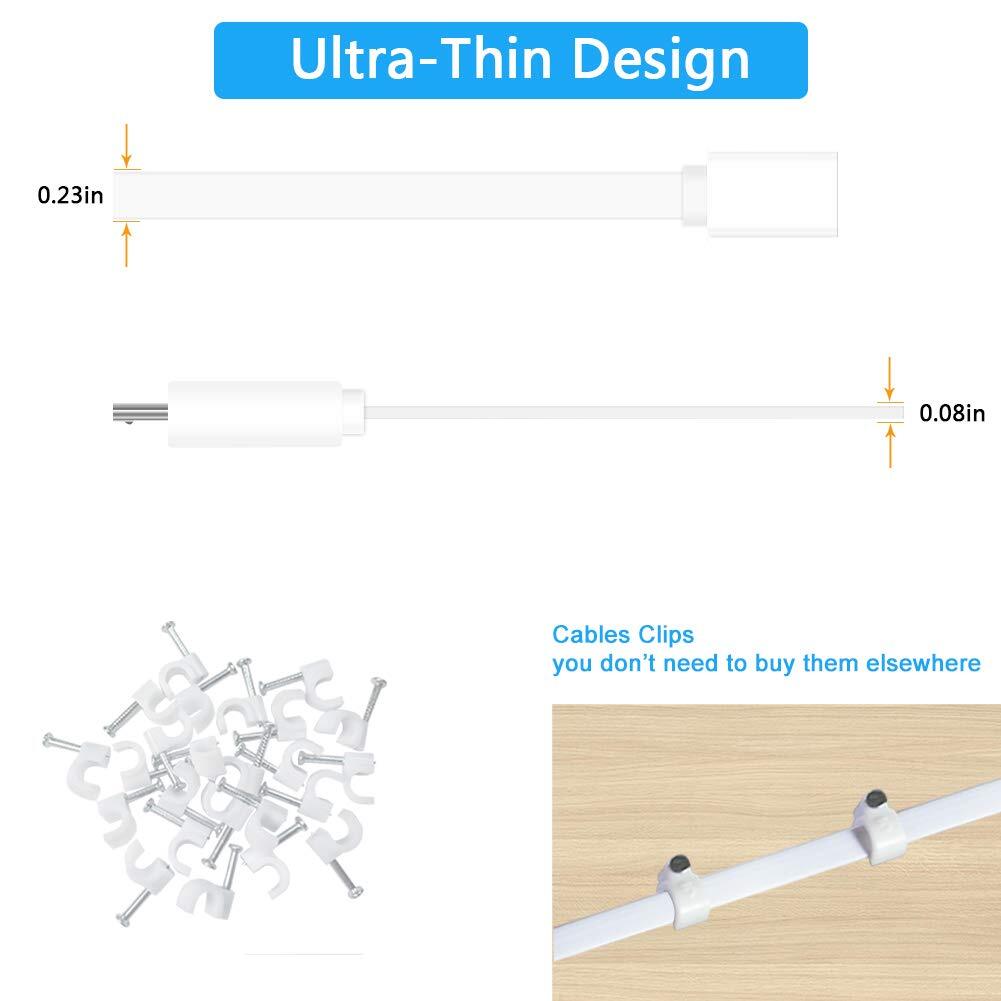 2 Pack 13FT Micro USB Extension Cable for ZmodoMale to Female Extender Flat P...