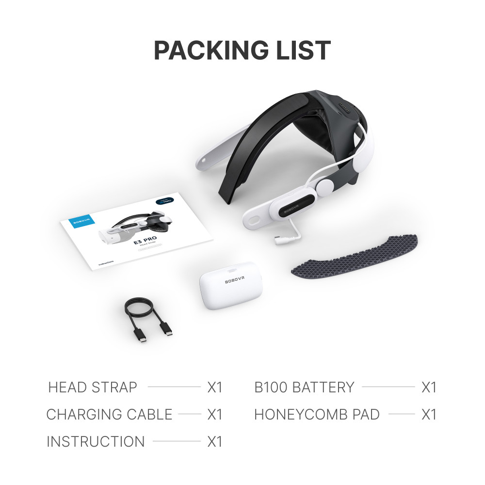 BOBOVR E3Pro Battery Strap Compatible with Meta Quest 3 and 3S Extended Playtime