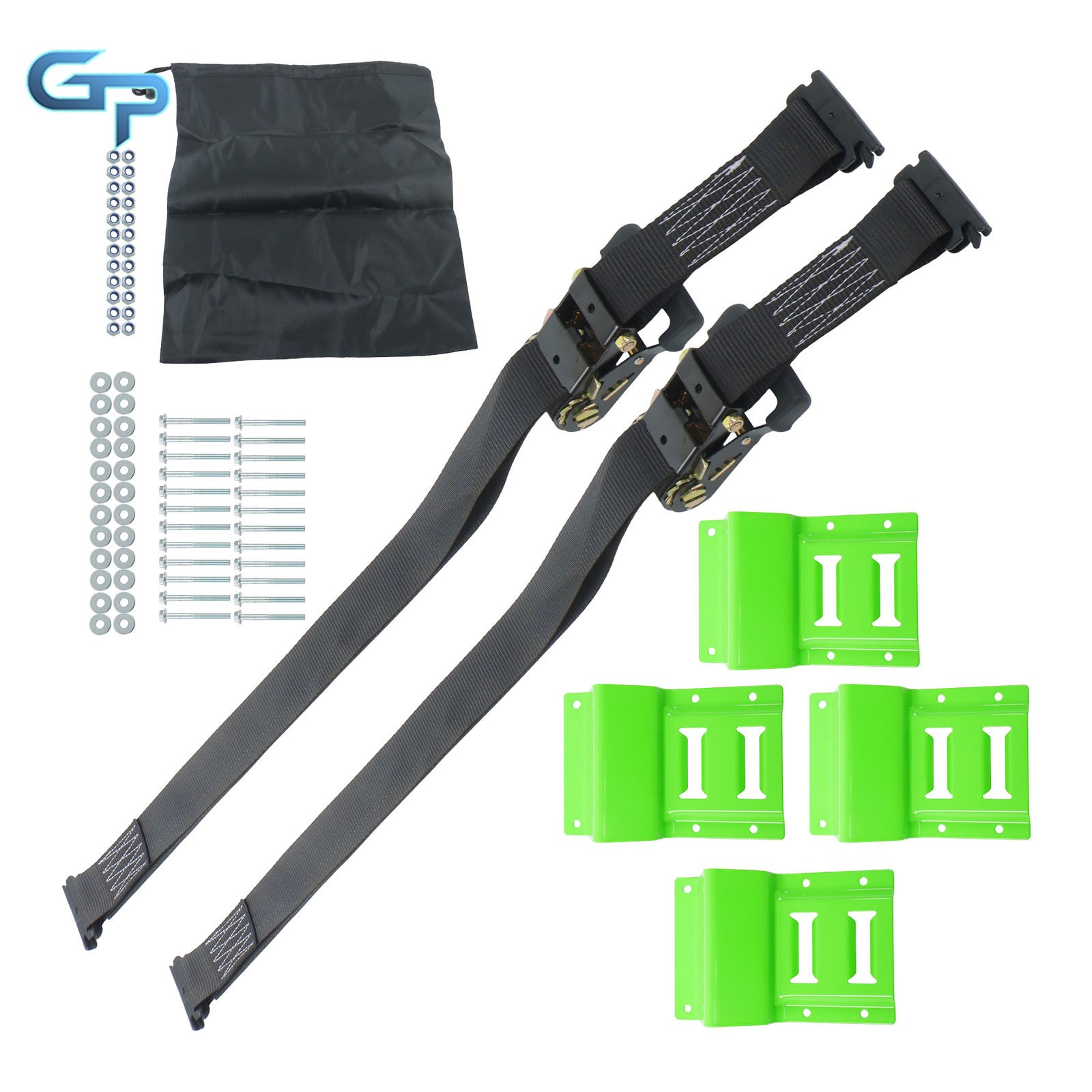 E Track System 8' Black Ratchet Straps Trailer Tire With Wheel Chocks Polyester