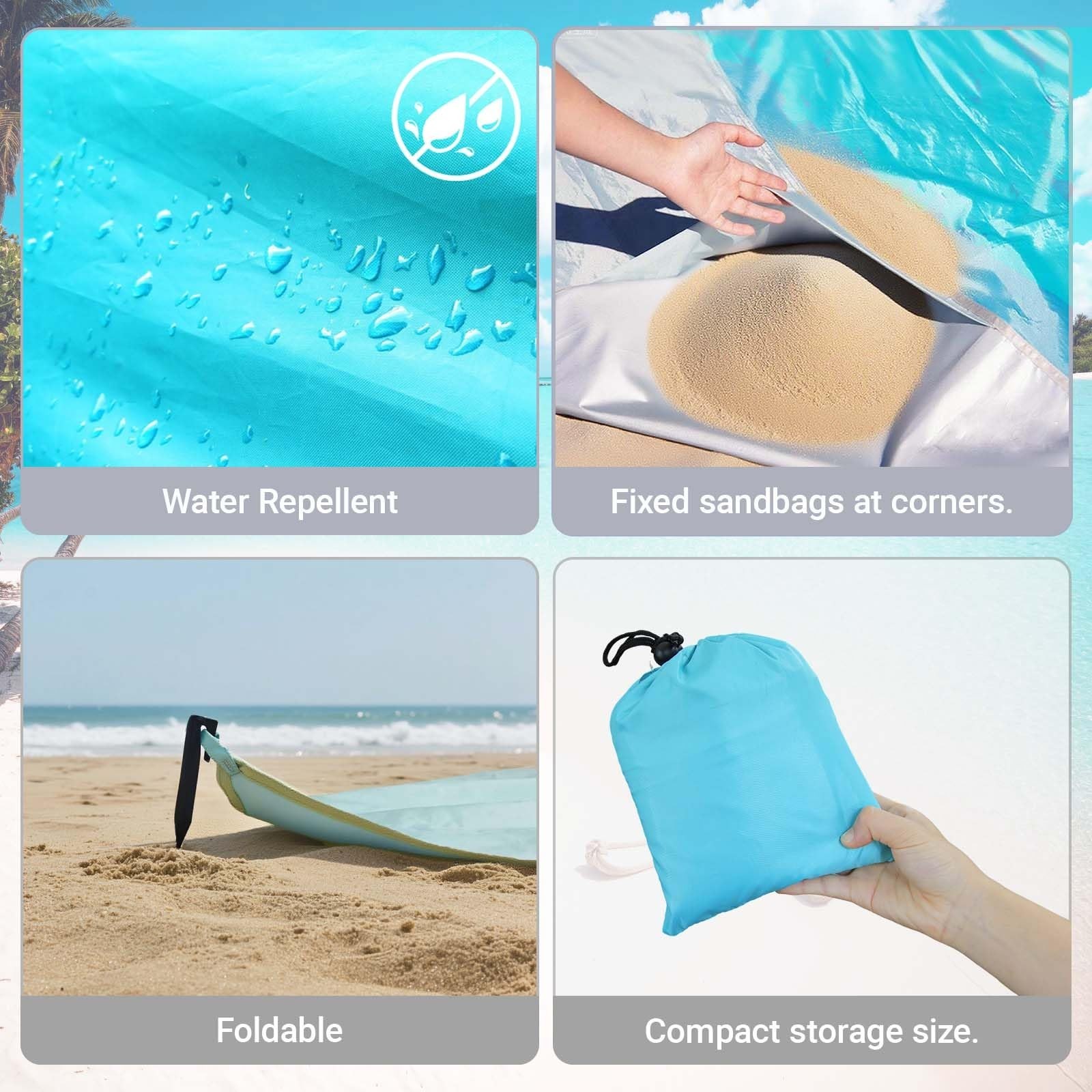 LOTTAFUN 6.5ft Sand Proof Water Resistant Beach Blanket - Lightweight Mat for...