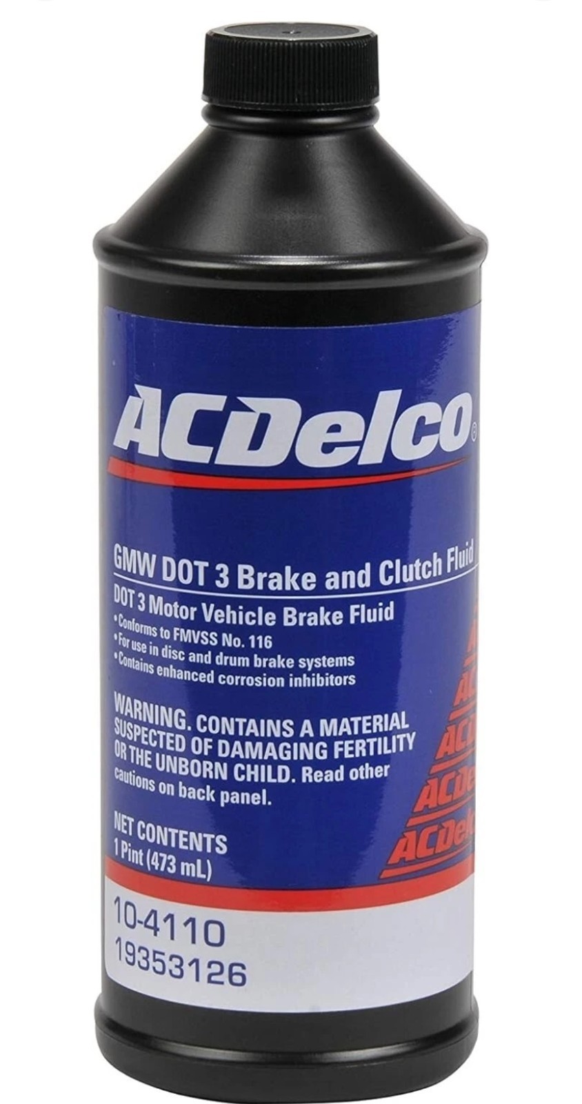 ACDelco 10-4110 Dot 3 Brake & CLutch Fluid 16oz pint 16 ounces OEM gm 19353126