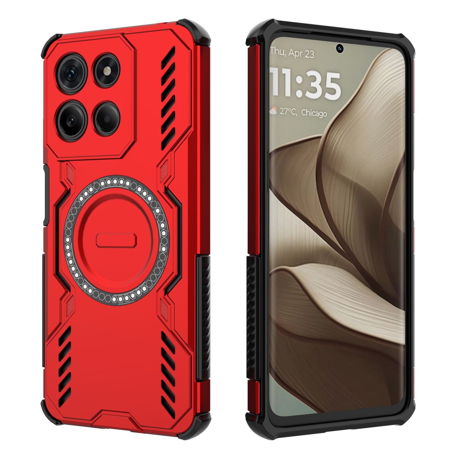 For Motorola Moto G15 4G, Shockproof 4 Airbags Magnetic Hybrid Armor Case Cover