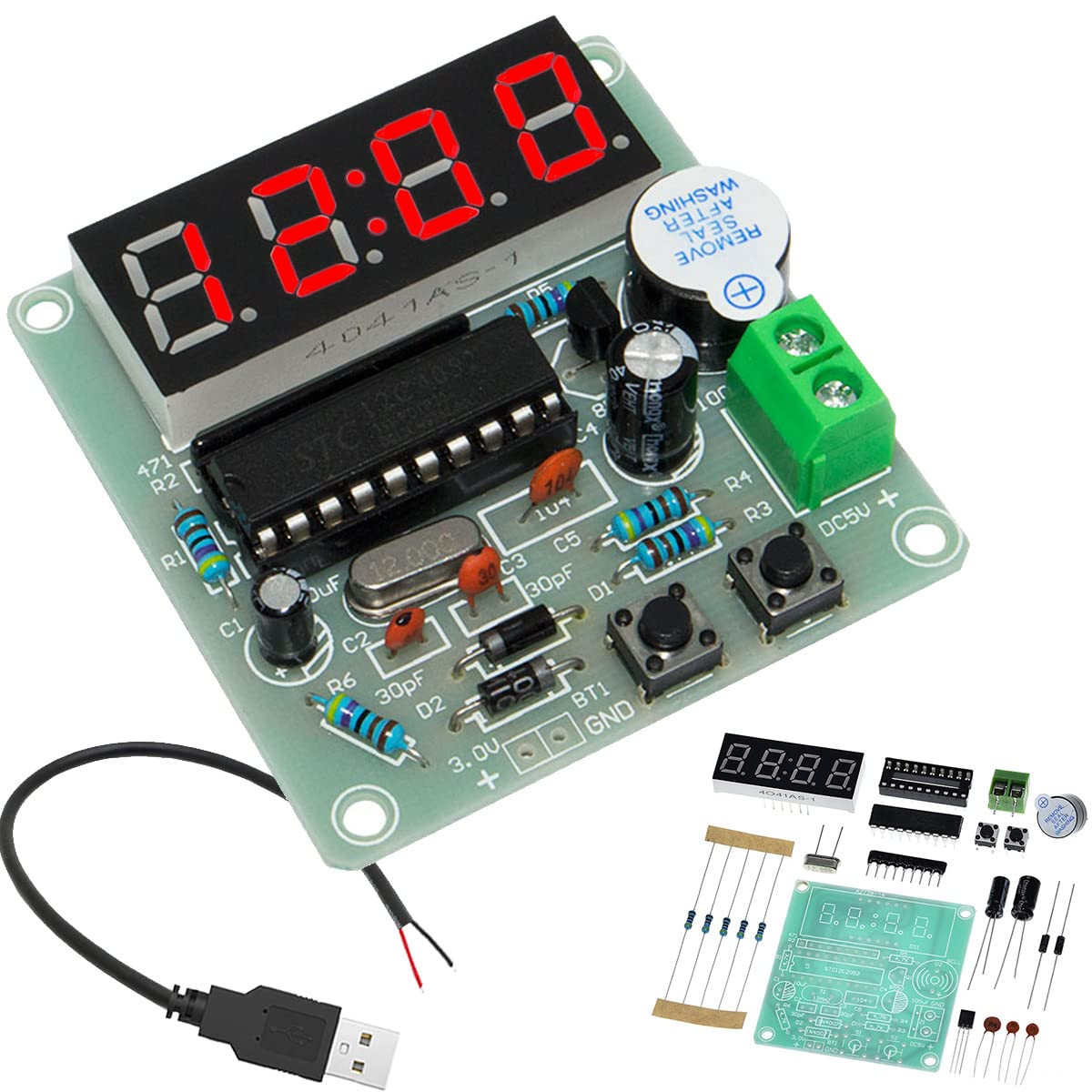 4 Bits Digital Electronic Clock DIY Kit PCB Soldering Practice for Curriculum