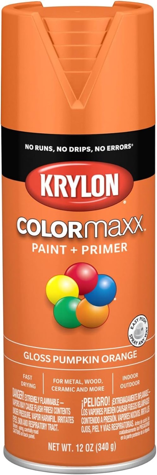Fast-Drying 12 Oz Gloss Pumpkin Orange Spray Paint - Perfect for DIY Projects