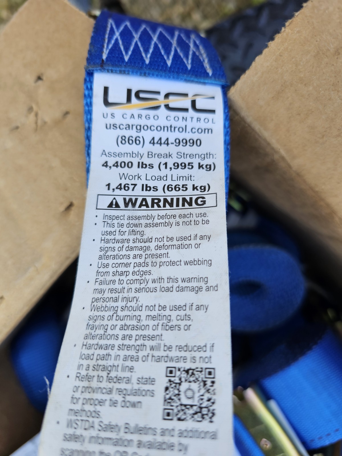 2" x 20' Blue E-Track Ratchet Strap | Standard 4' Fixed End