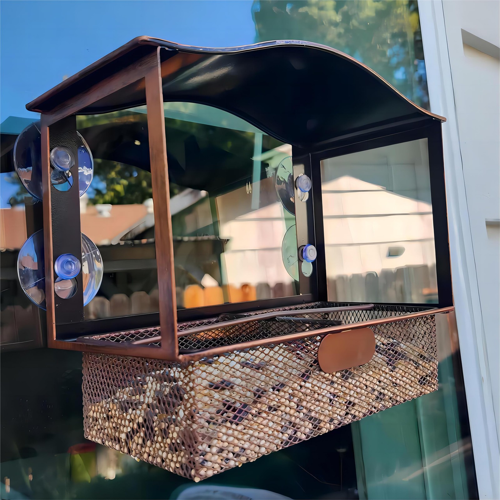 Lilyang Window Bird Feeder, Metal Feeder with Wide Vintage metal