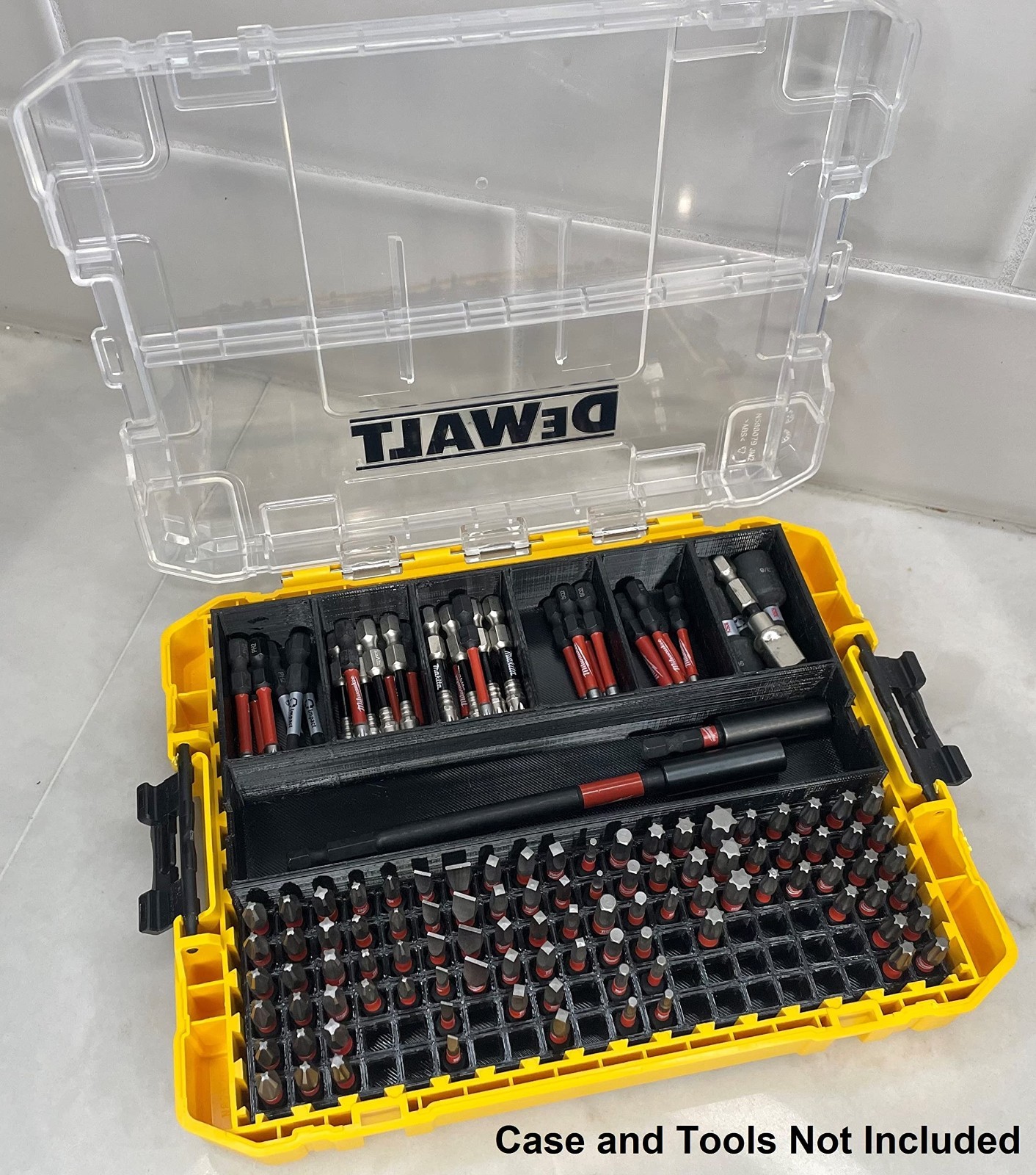3D Impact Bit Holder Insert for Medium ToughCase - 7 Compartment + 120 Bits - Bl