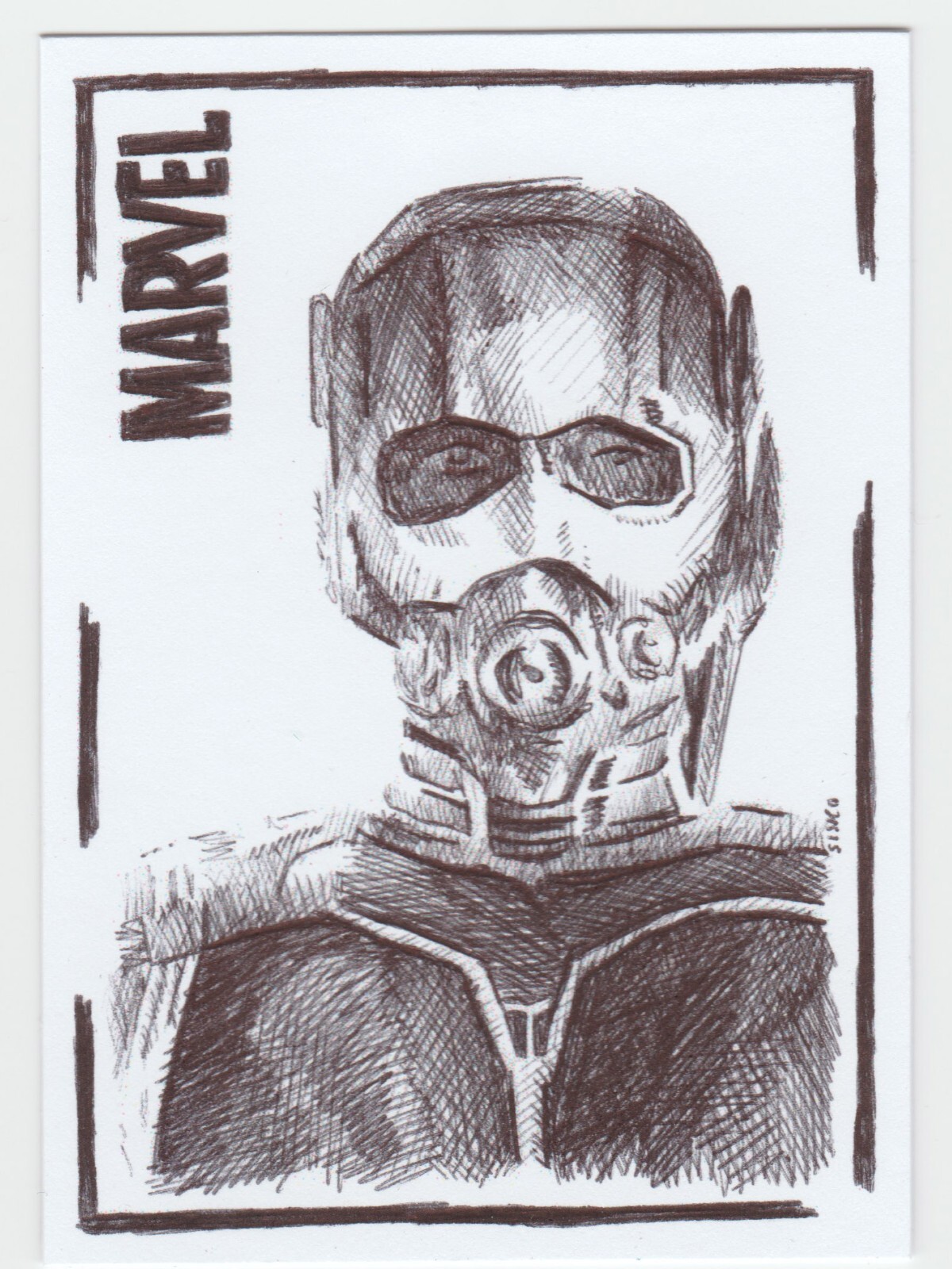 ACEO Art Sketch Card Marvel Ant Man Superhero Ink Drawing B