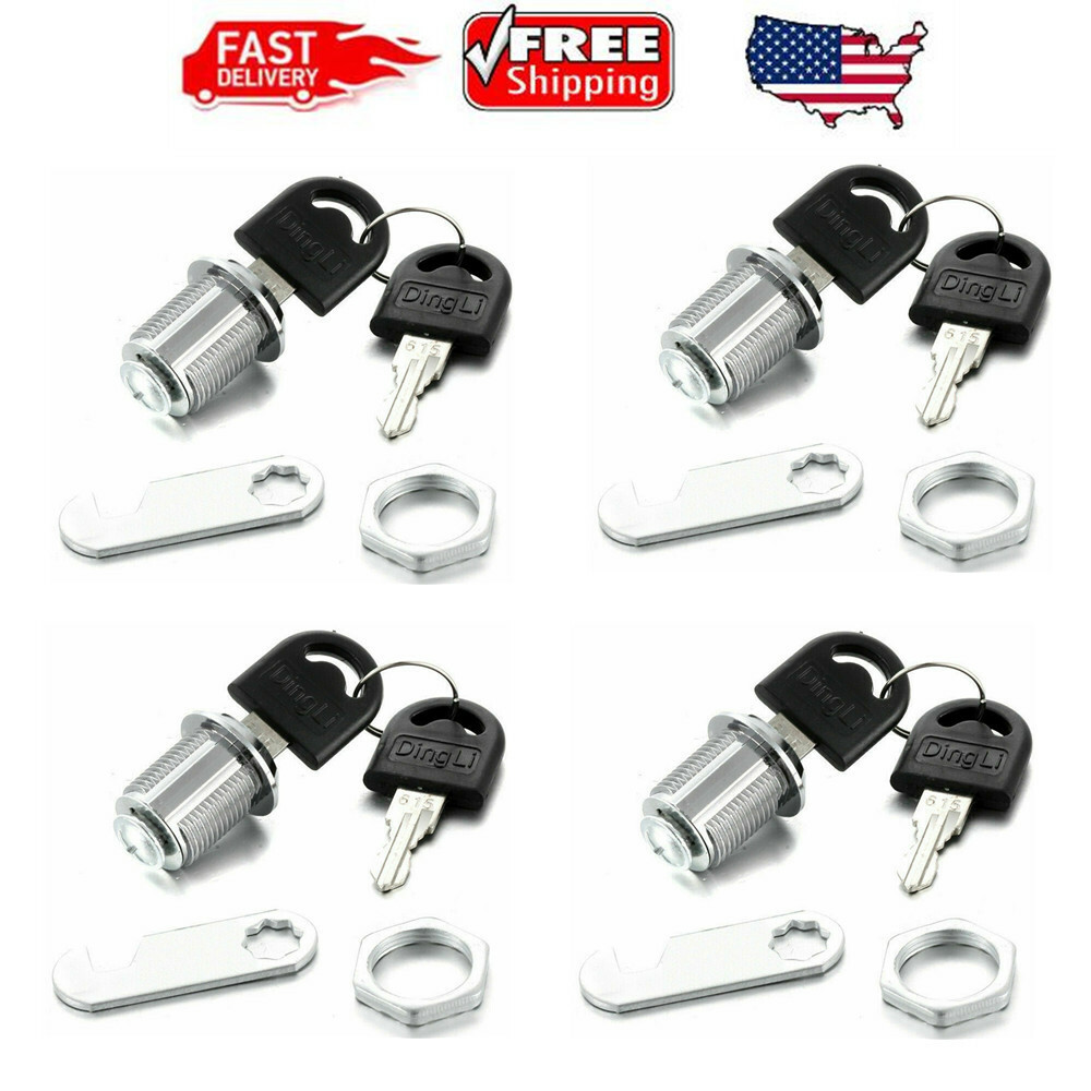 20mm Cylinder Cam Key Locks Tool Box File Cabinet Desk Drawer 4Pcs/Set w/ 8 Keys