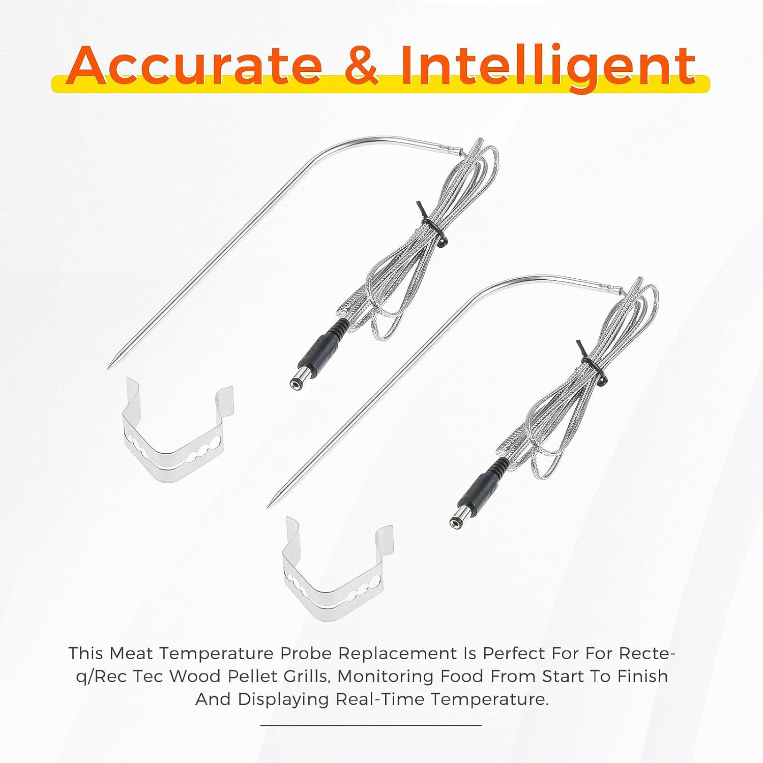 2 Pack Temperature Meat Probe Replacement for Rec Tec, Recteq | Fit for Wood