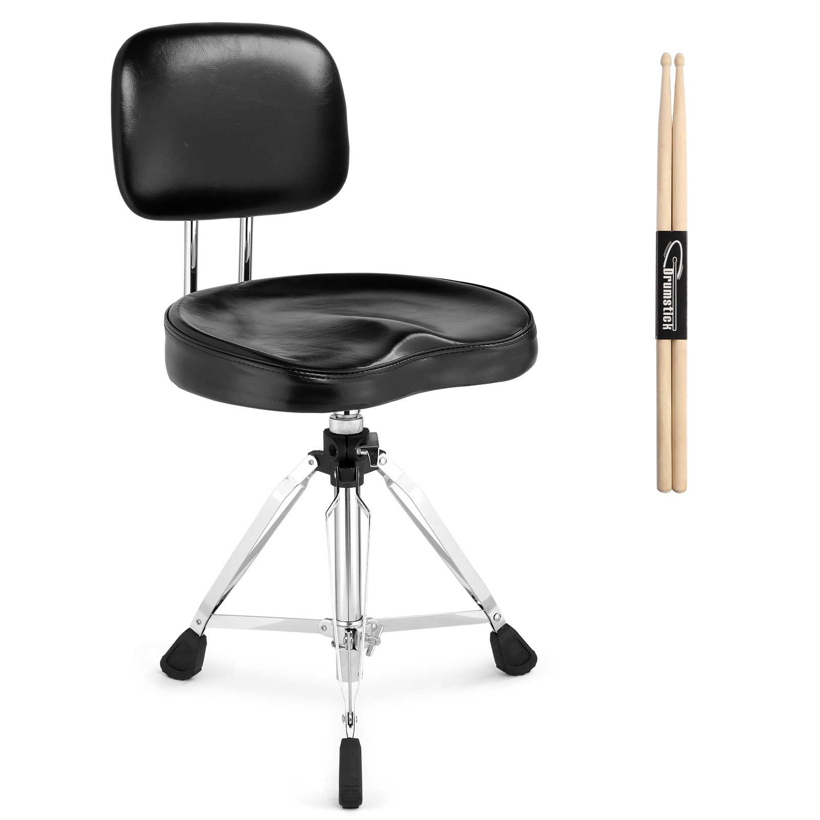 Drum Throne with Backrest, Drum Stool Adjustable Height & Drumstick for Drummers