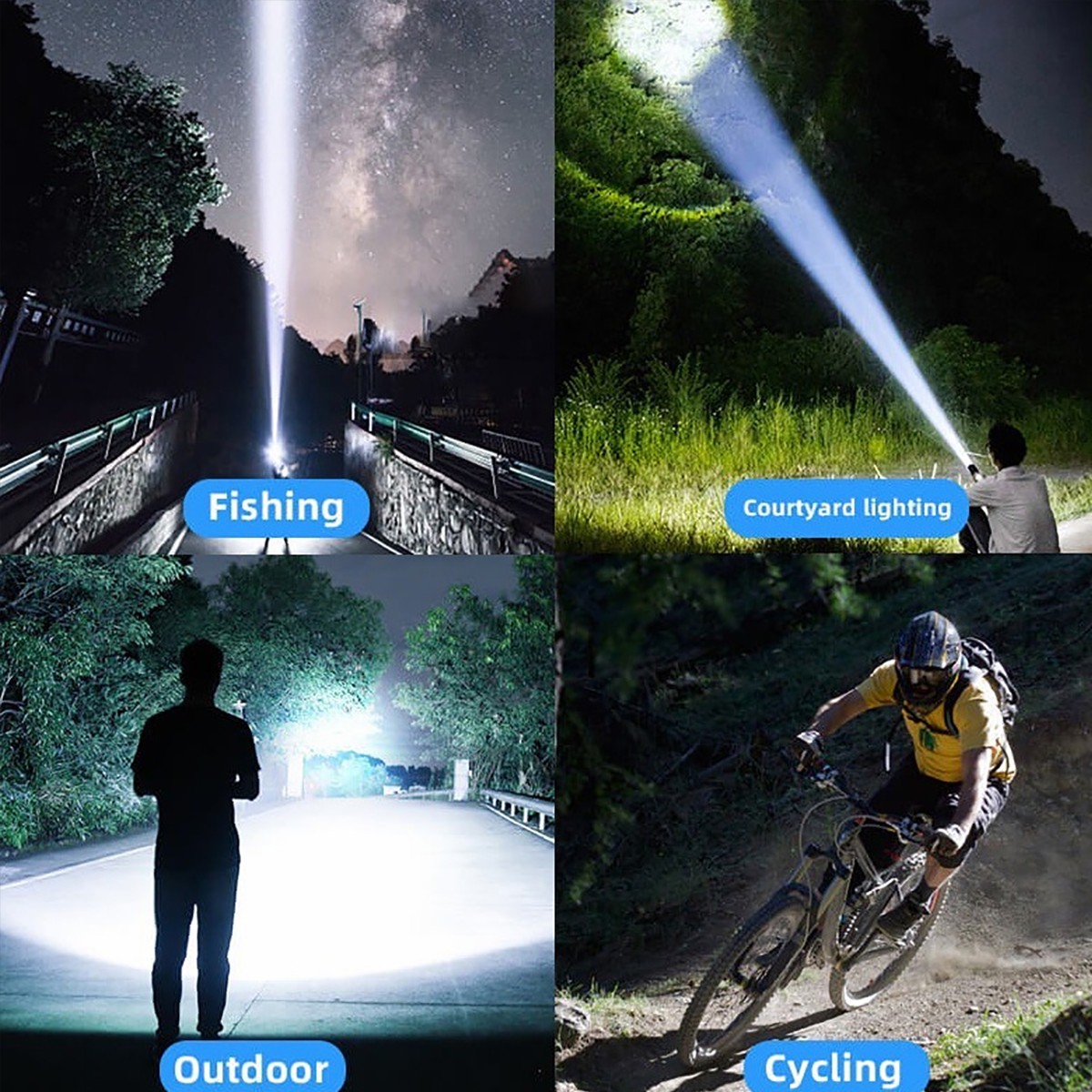 2 Pack Super-Bright 990000LM LED Tactical Flashlight Zoom Torch