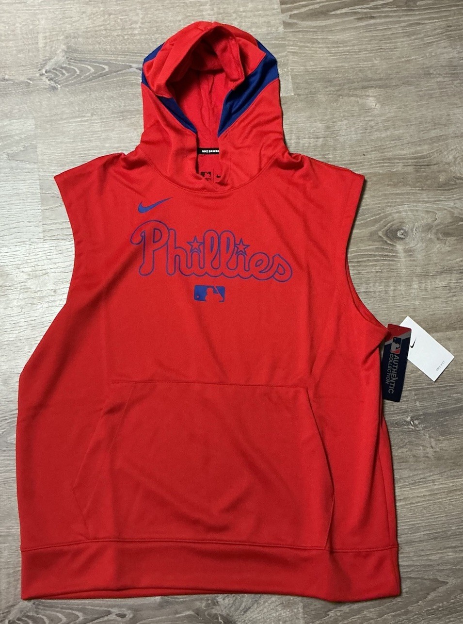 Men’s Philadelphia Phillies Nike Red Authentic Dri-Fit Sleeveless Hoodie XL