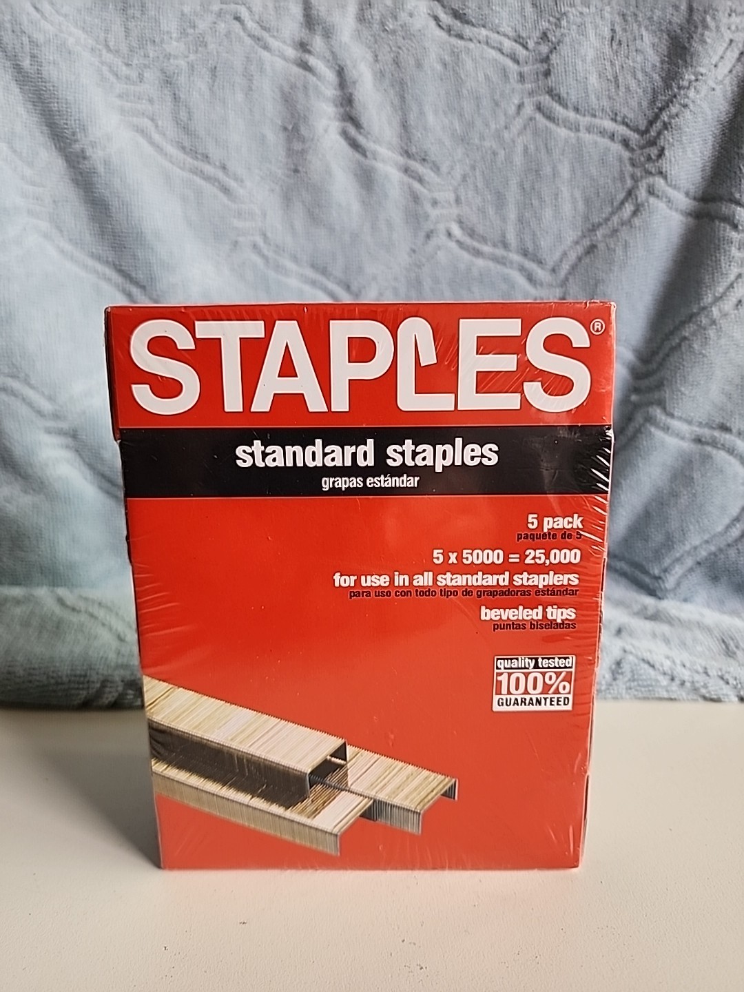 STAPLES BRAND STANDARD STAPLES 1/4 IN 5 PACKS OF 5,000 25,000 TOTAL NEW SEALED