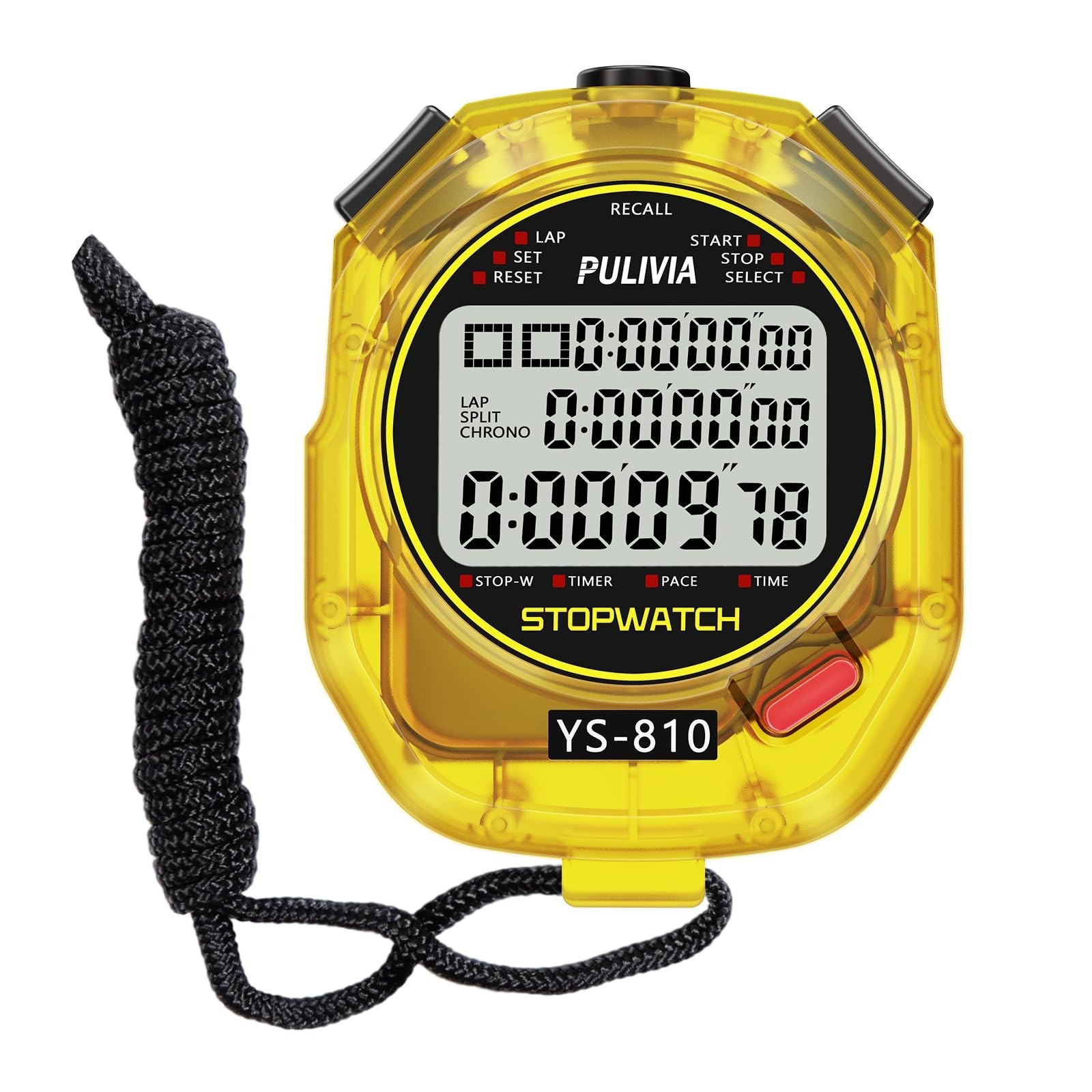 Stopwatch Timer 10 Splits/Laps Digital Stop Watch for Sports, Countdown Alarm...