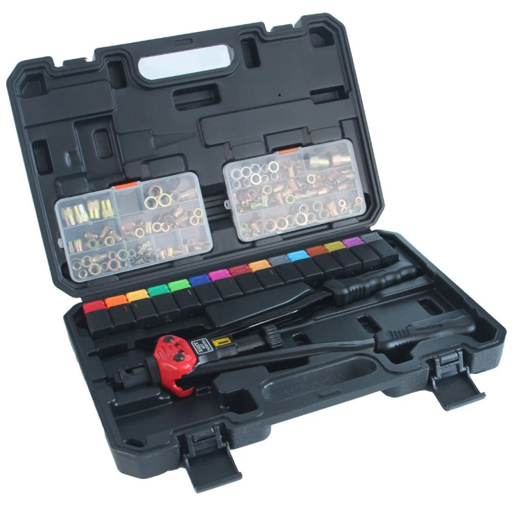 WORKPRO 16" Rivnut Tool Kit 11 Metric & SAE Mandrels Hand Nutsert Rivet Tool Set