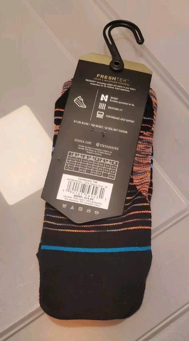 Men's Stance Performance FreshTek Cautionary Tab Socks - MED 6 - 8.5