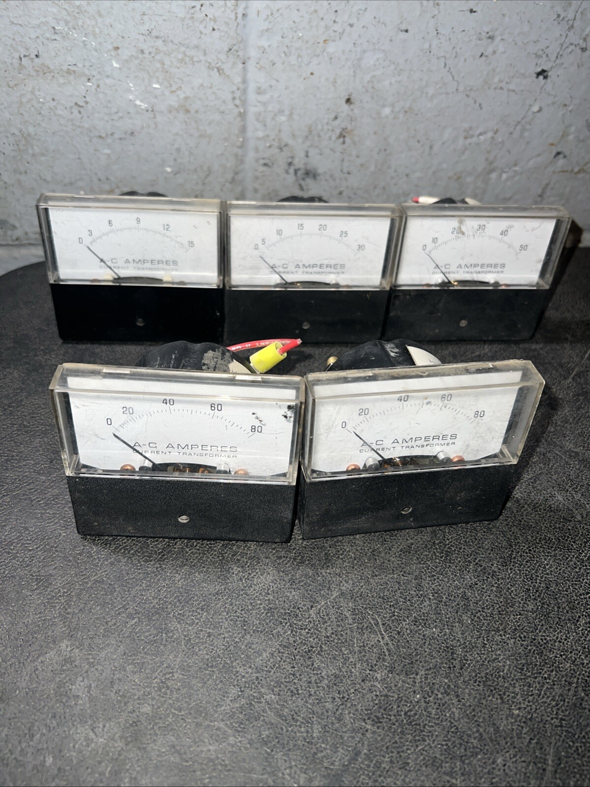 5x A-C Amperes Volt Meters 0-15, 0-30, 0-50, 0-80 Current Transformer QTY 5