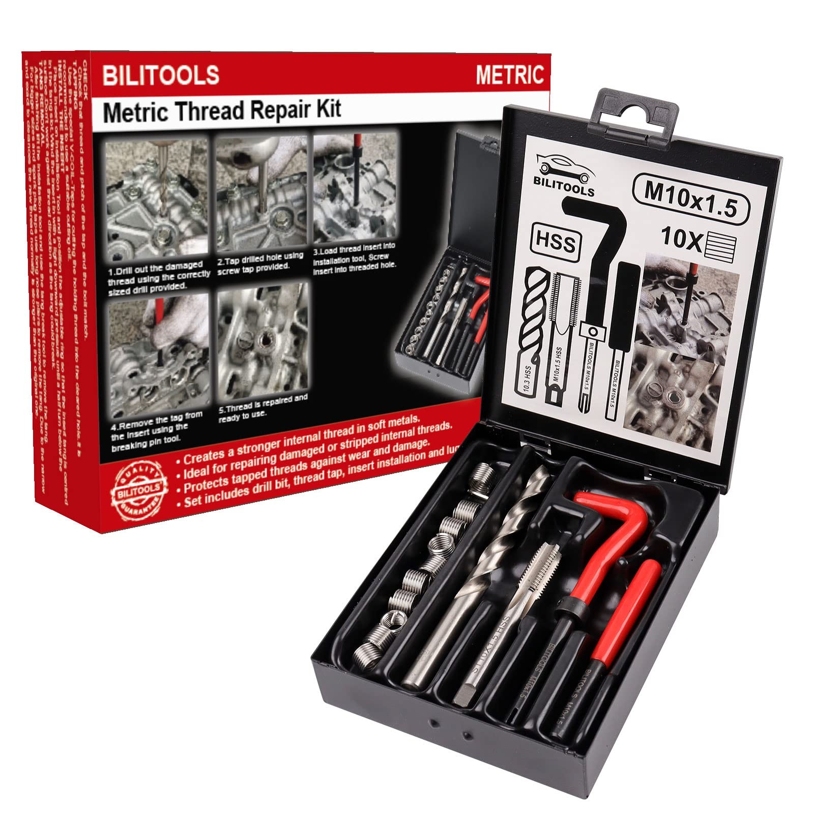 M10x1.5 Thread Repair Kit  HSS Helicoil Drill Tool for Metric Repairs