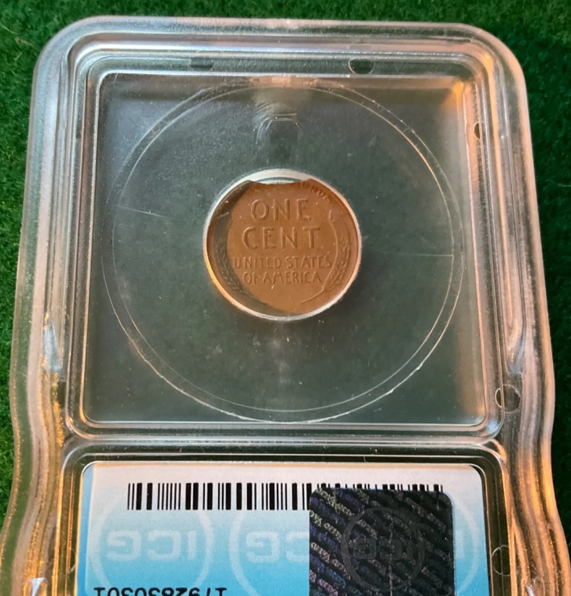 1945 clipped planchet cent , graded vf35 - TD5