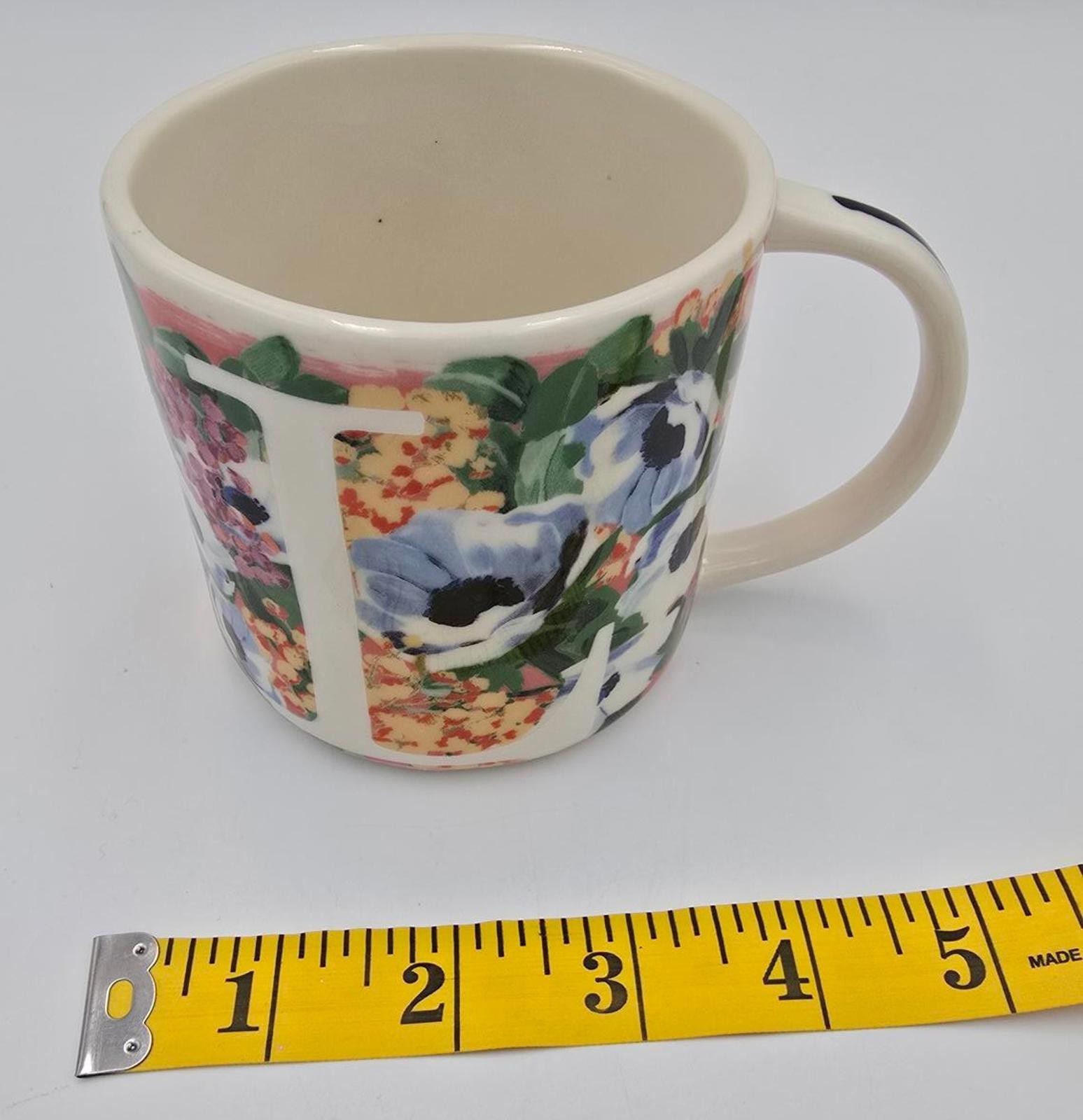 Anthropologie Monogram Floral Mug - Initial "L"