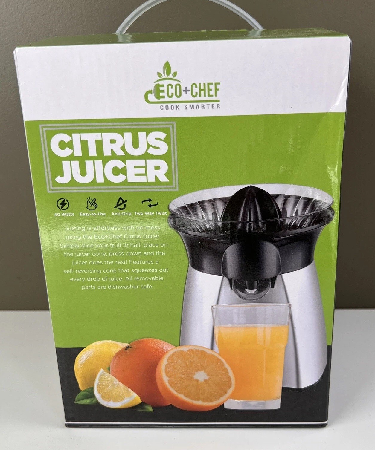 Open Box Unused Electric Citrus Juicer by Eco+Chef 2-Way Twist, 40W