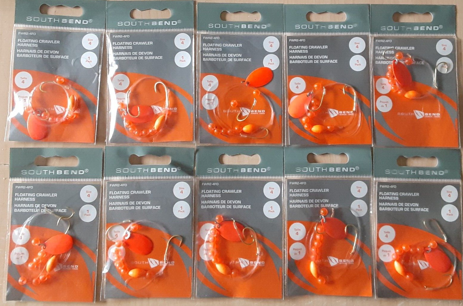 lot of 10 Spinner Rigs Crawler Harness Walleye Bass spin rig size 4 double hook