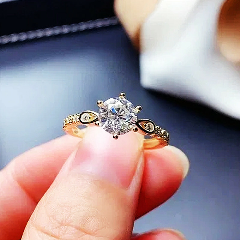 18k Yellow Gold Plated Women Rings Elegant Cubic Zirconia Wedding Rings Sz 6-10