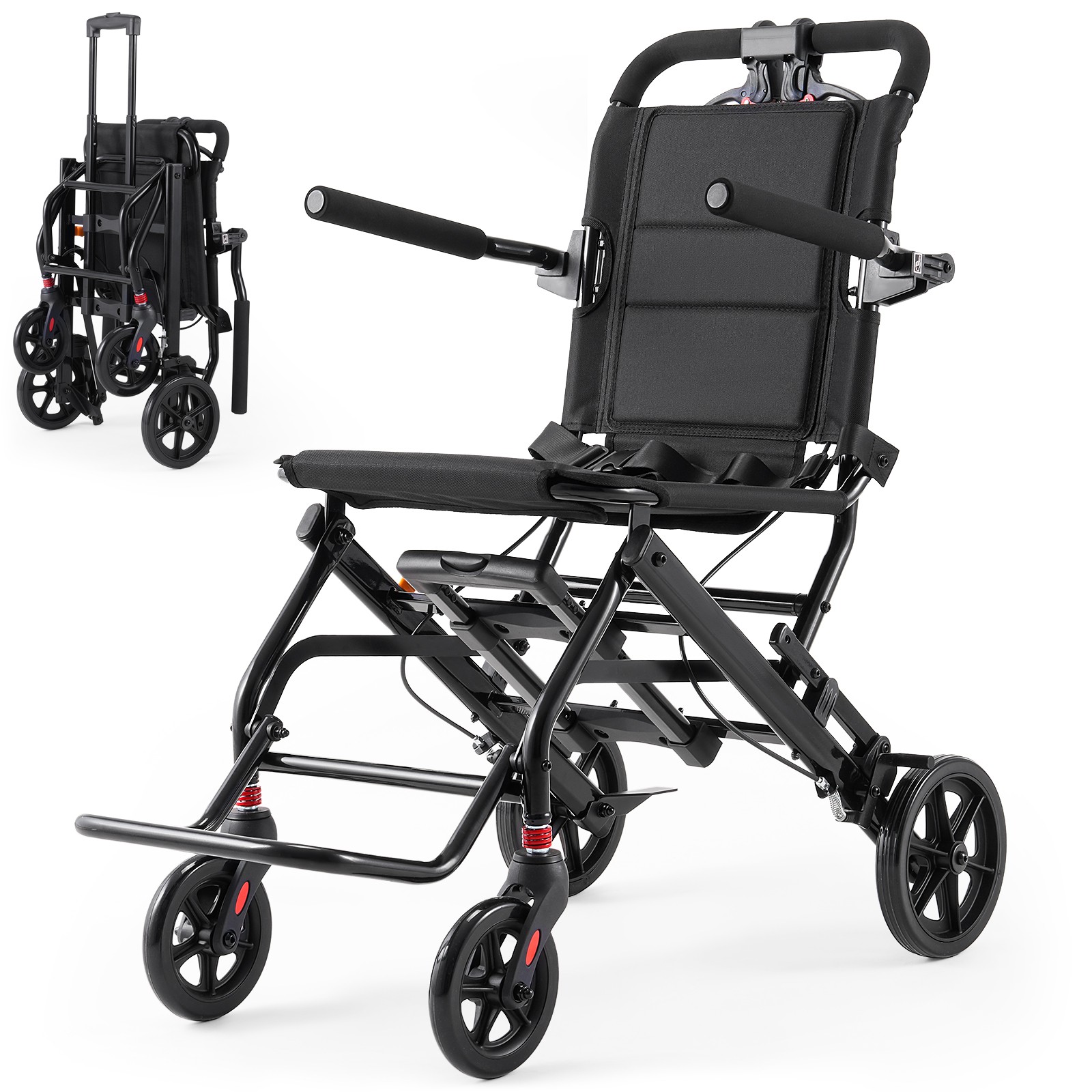 All Terrain Foldable Transport  Wheelchair Swing Armrests Manual Wheelchairs