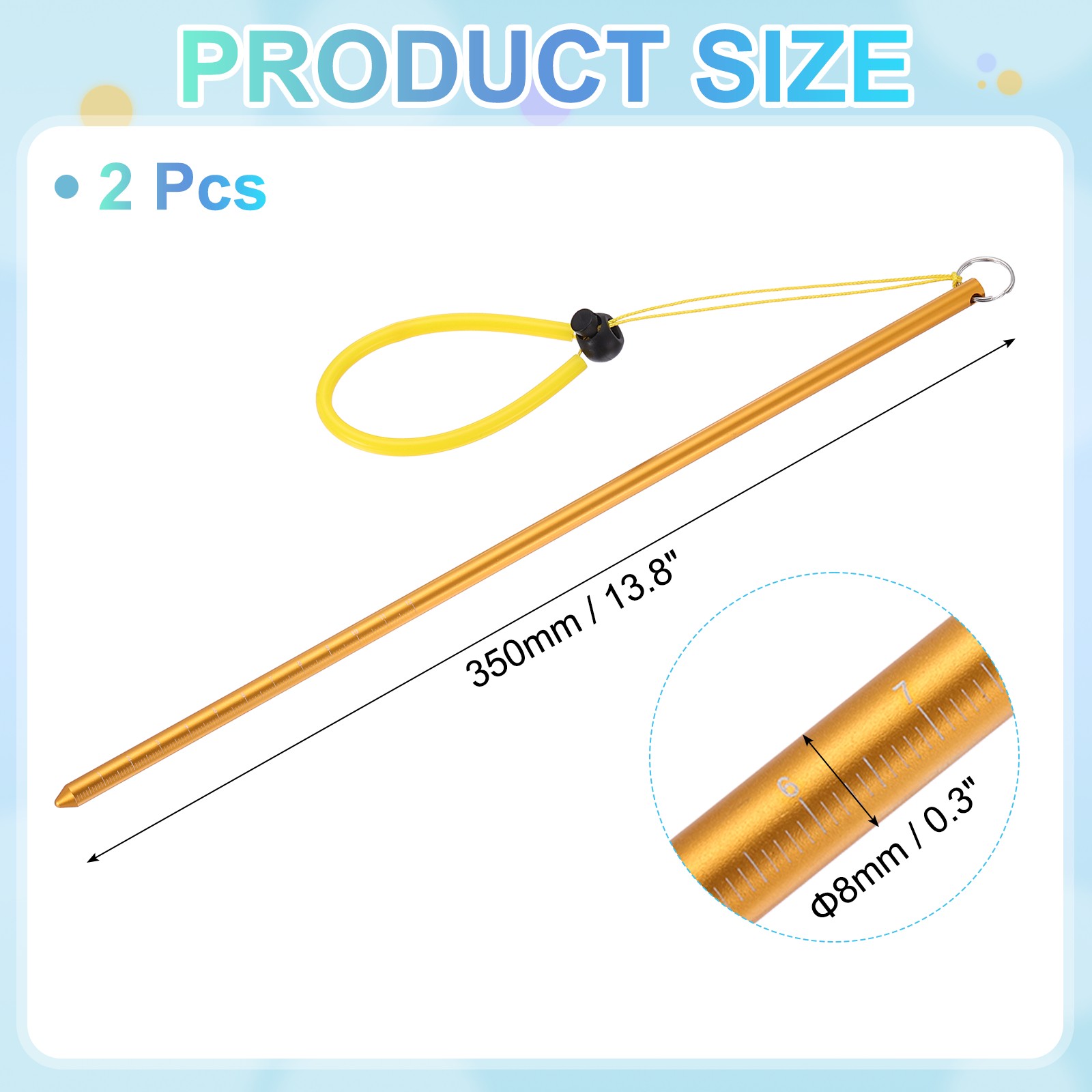 Diving Pointer Stick, 2Pcs Alloy Diving Stick Rod with Measurement, Gold