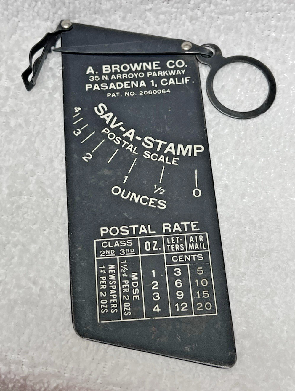 Sav-A-Stamp Postal Scale A Browne Co Pasadena Ca Hand Held Metal Tool
