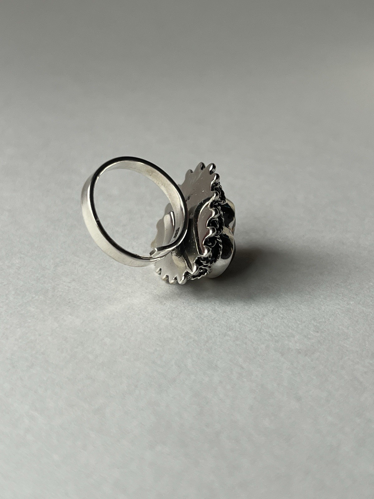 Amber Heart Ring 925 Sterling Silver Adjustable Artisan Statement