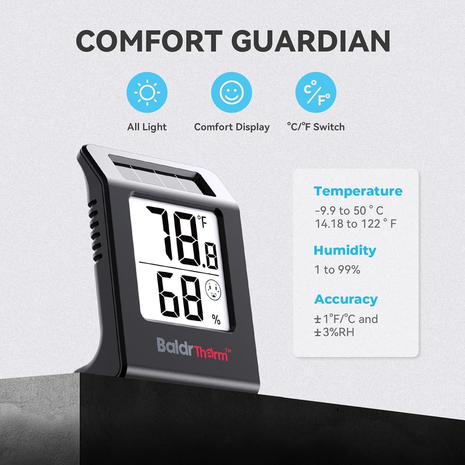 2.2'' Digital Thermometer and Hygrometer Meter, 2.2", Black 2pack