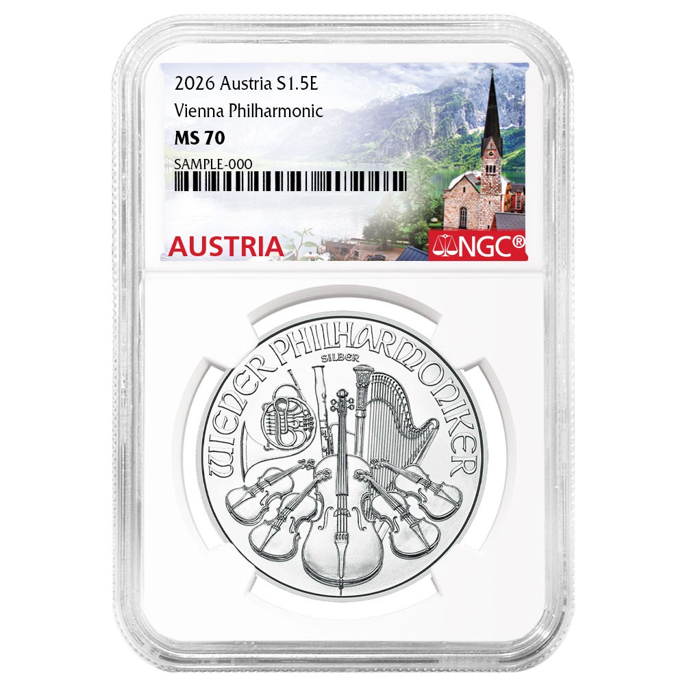 2026 1.50 Euro Silver Austrian Philharmonic NGC MS70 Austria Label