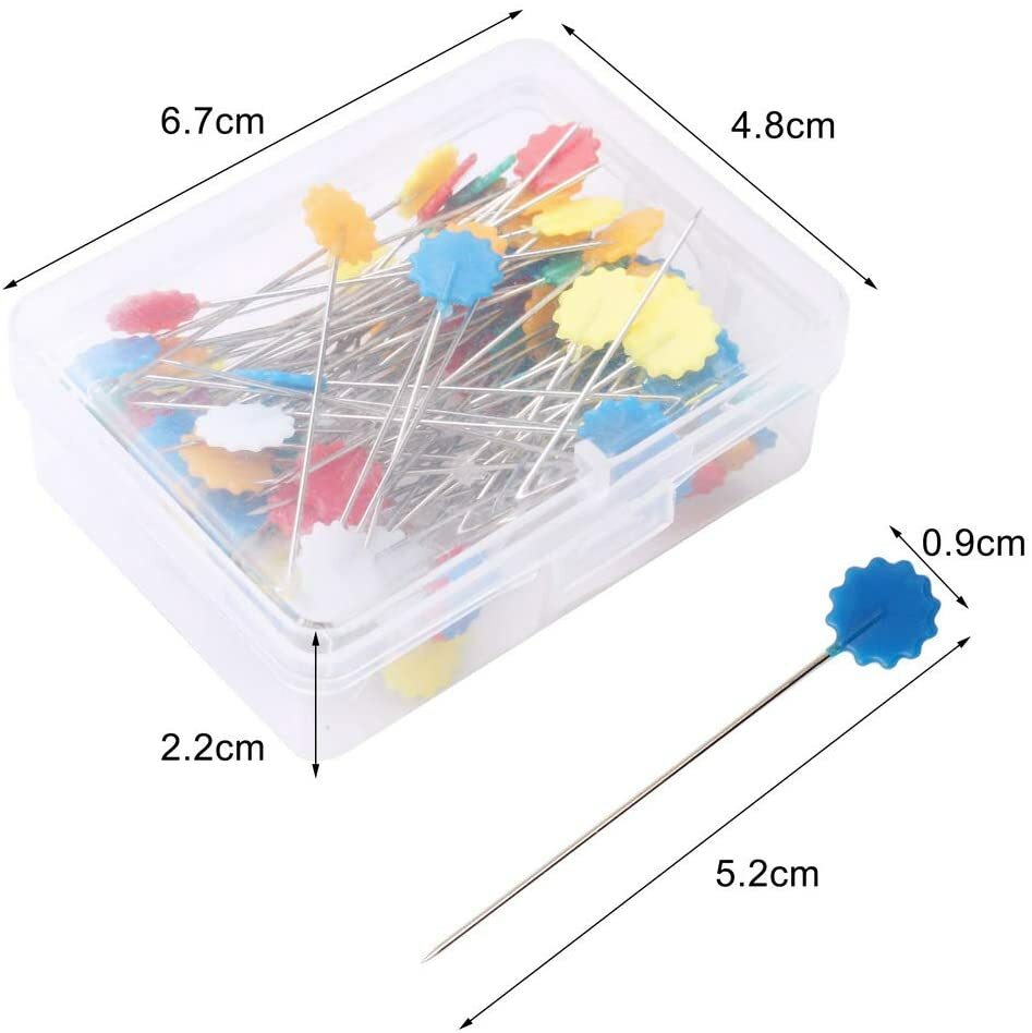 Quilting Pins 200Pcs Flat Head Decorative Sewing Pins/Long Straight Pins/Flower