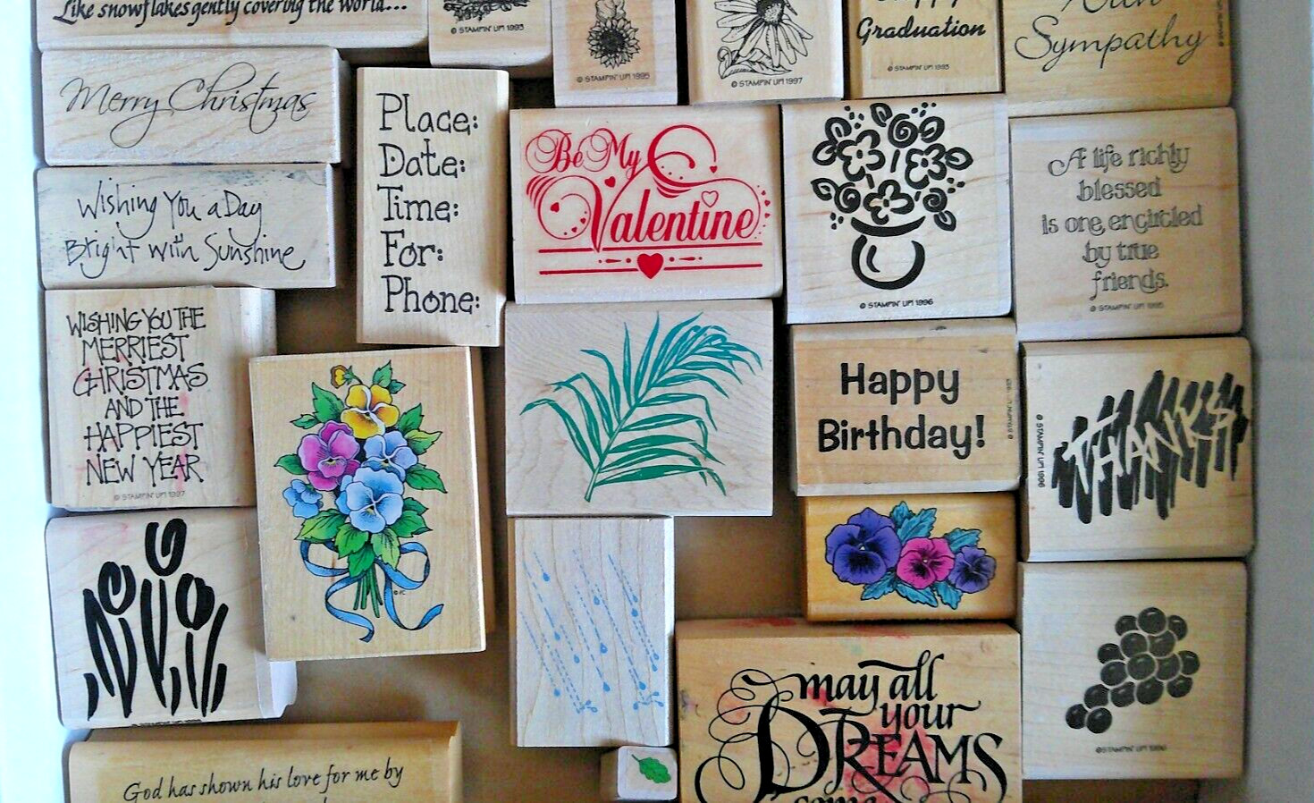 Variety of Wooden Rubber Stamps Art Craft Card Making Flowers Animals & More