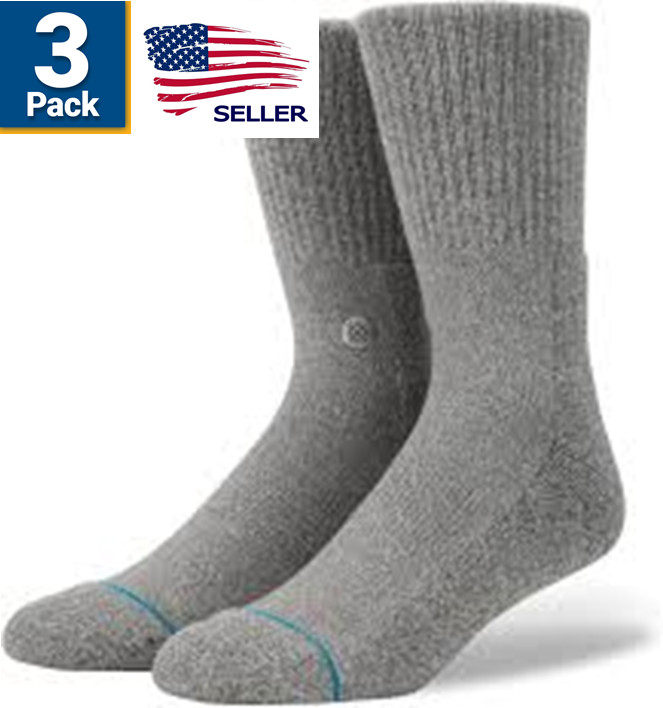 3 Pair Pack Active Pro Diabetic Socks Size 9 - 11 Crew Length - Gray