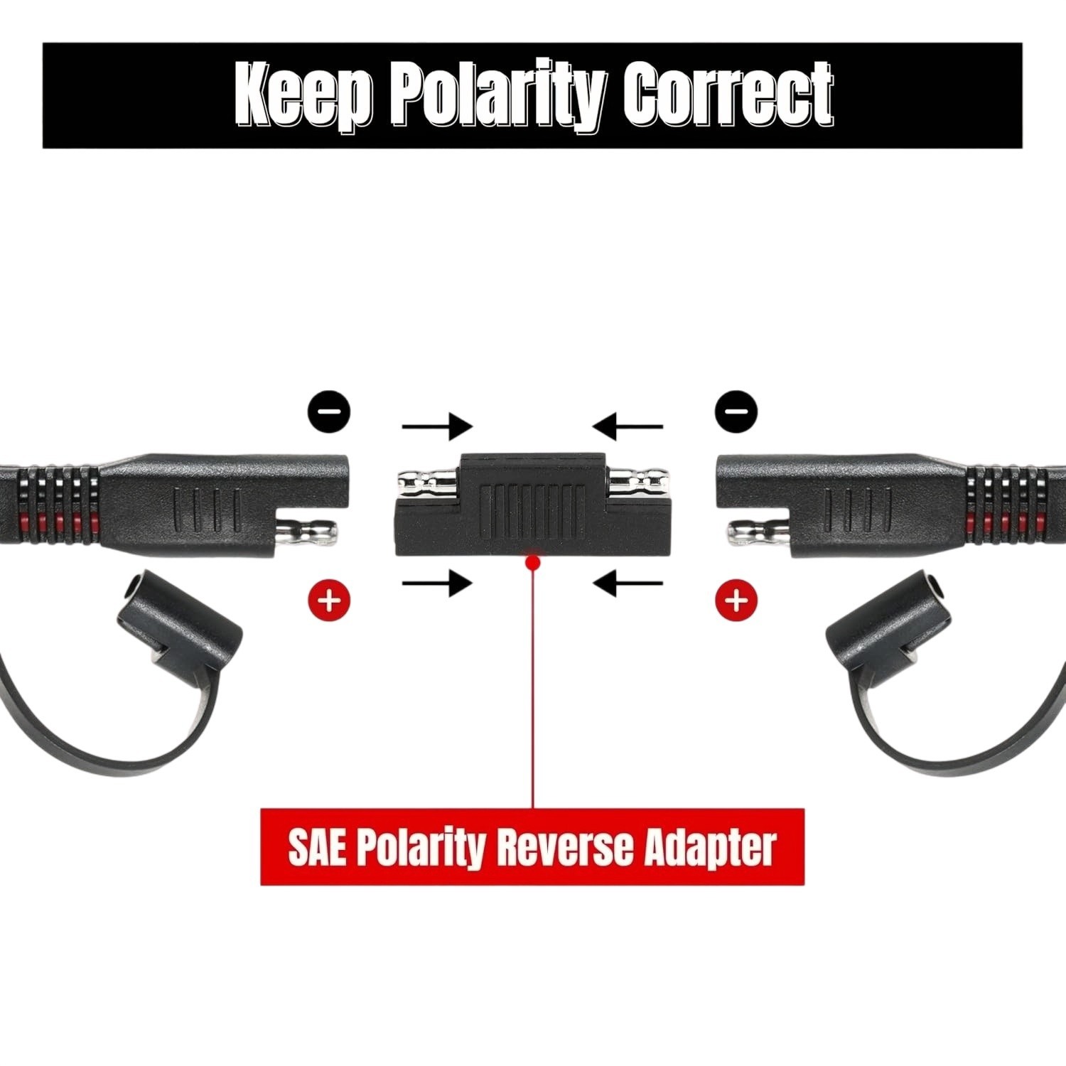 12FT 14AWG SAE Extension Cable with Polarity Reverse Adapter for Solar Panel RV